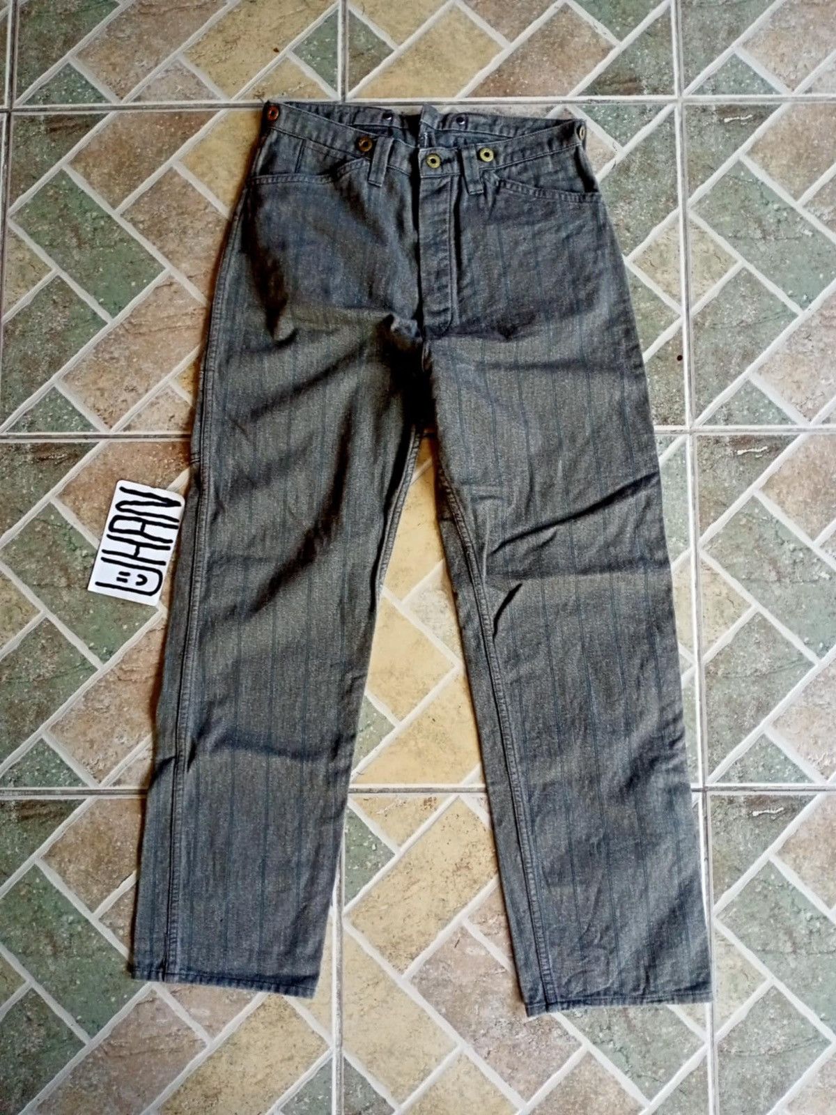 Japanese Brand WAREHOUSE X HELLERS CAFE STRIPED WORK PANTS Size US 30 / EU 46 - 2 Thumbnail