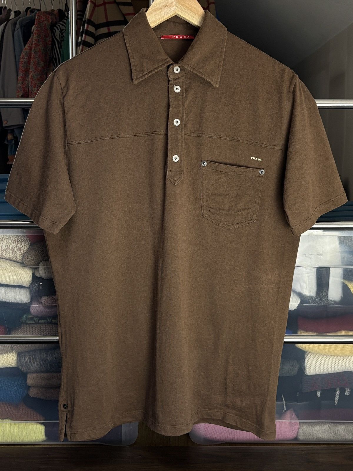 Prada Prada Luxury Brown Vintage Polo Shirt Size US M / EU 48-50 / 2 - 1 Thumbnail
