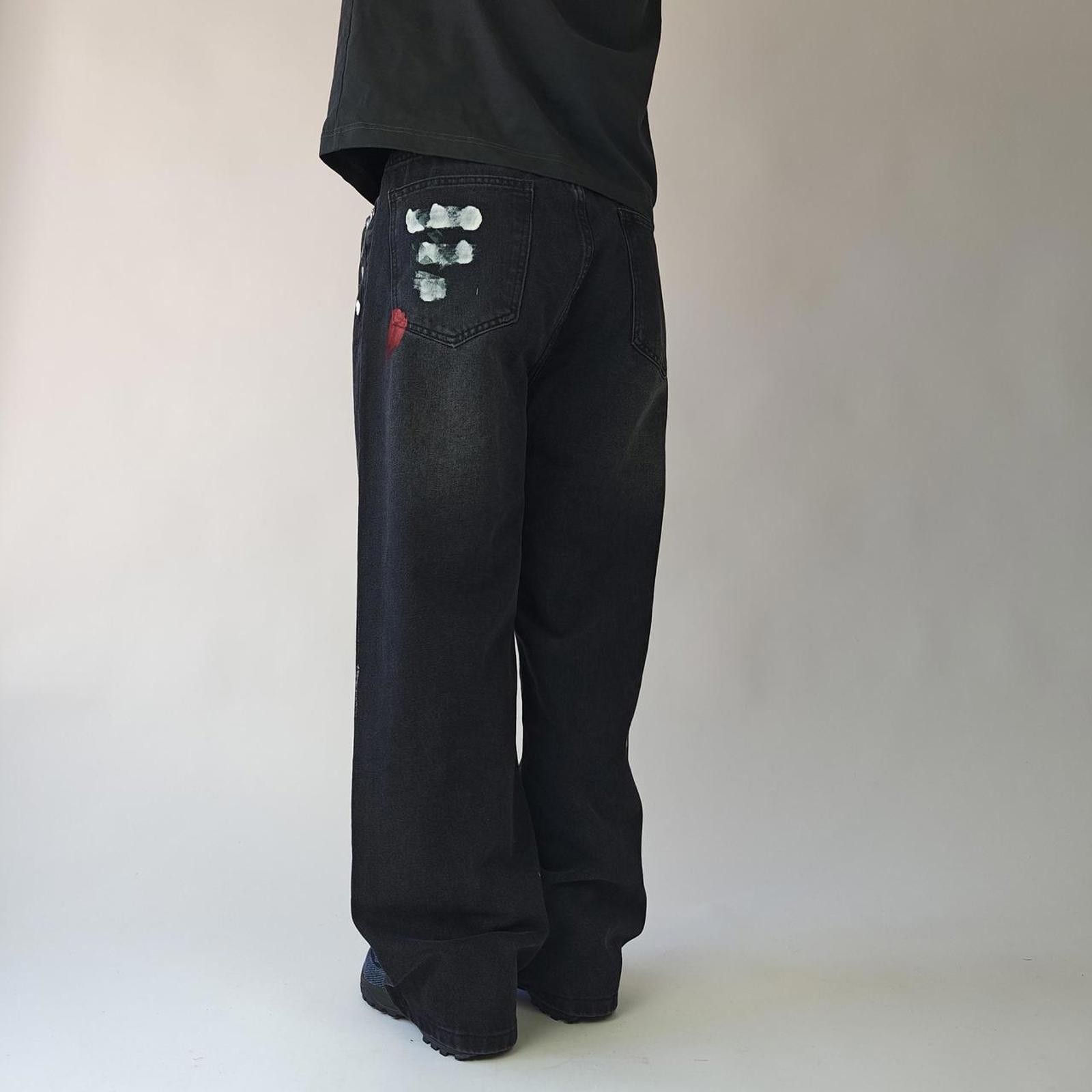 Other Black Paint Distressed Wide Leg Denim Size US 32 / EU 48 - 3 Thumbnail