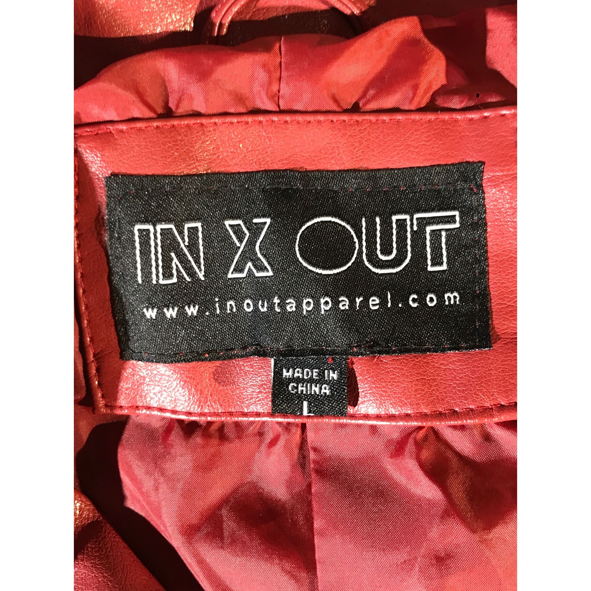 Other In X Out Women's Moto Red Vegan Leather Ahnk Punk Jacket Size L / US 10 / IT 46 - 3 Thumbnail