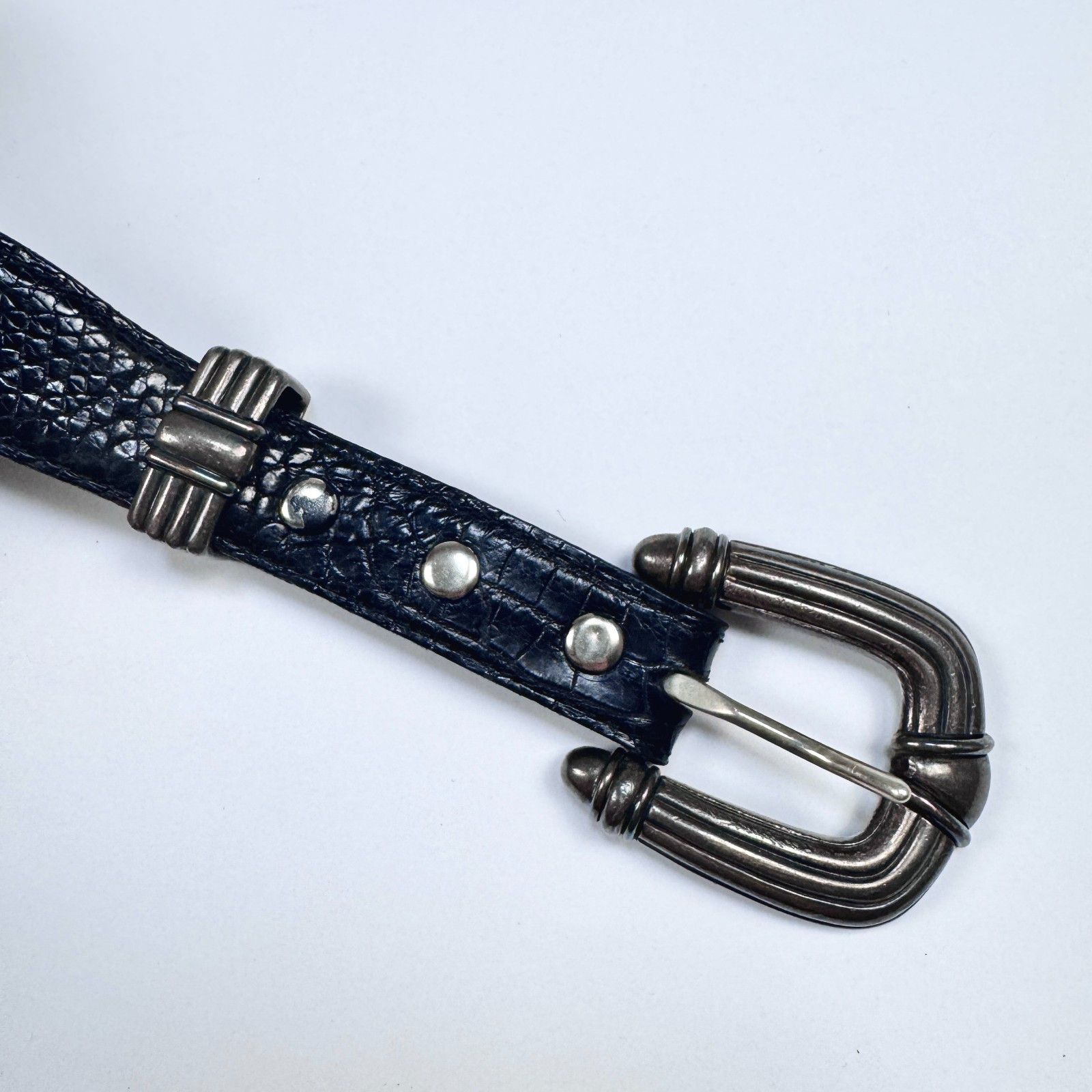 Sterling Silver Douglas Magnus Sterling 14k Gold Buckle Alligator Belt Size ONE SIZE - 16 Thumbnail