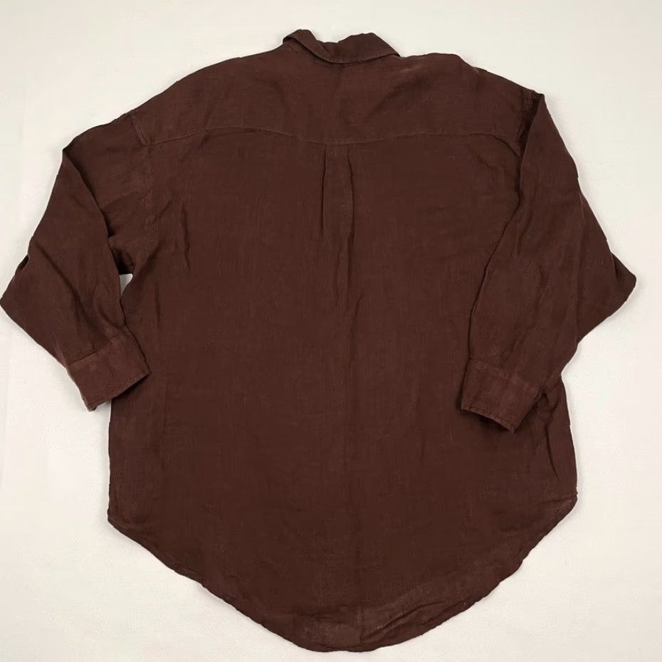 Vintage Vitamin A Shirt Womens Large Oversized Brown Linen Coastal Coverup Boyfriend Top Size L / US 10 / IT 46 - 7 Thumbnail