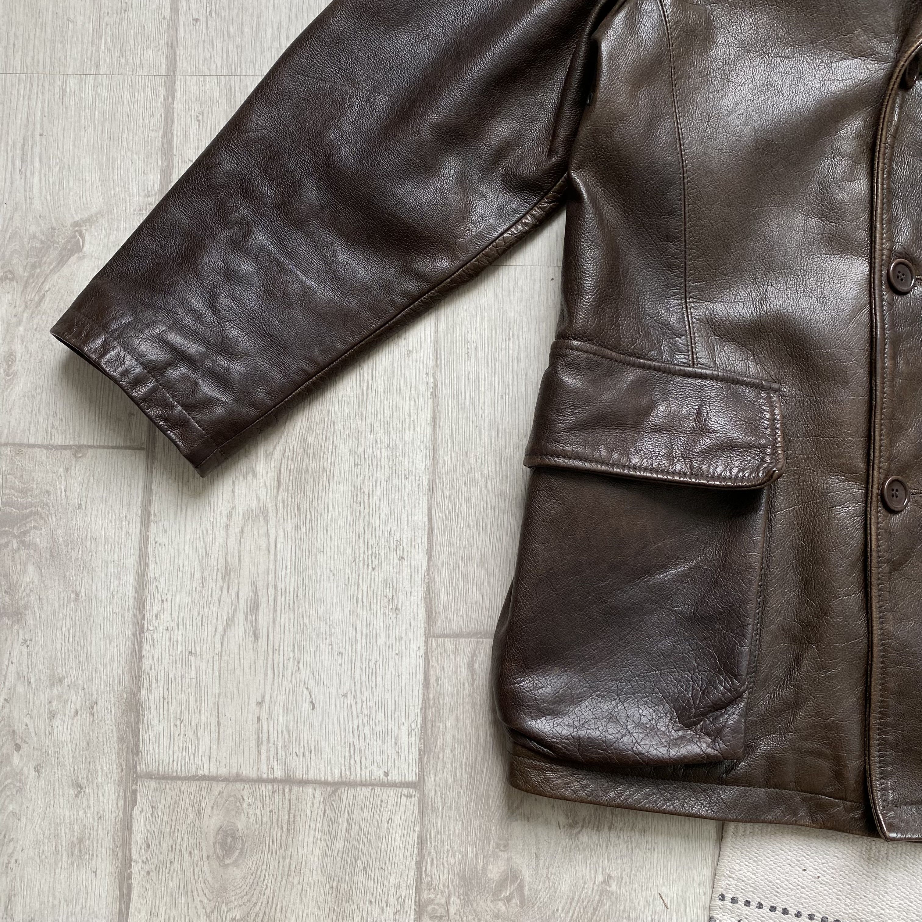 Genuine Leather Vintage 90s Heavy Leather Double Jacket Coat Brown Luxury Size US M / EU 48-50 / 2 - 5 Thumbnail