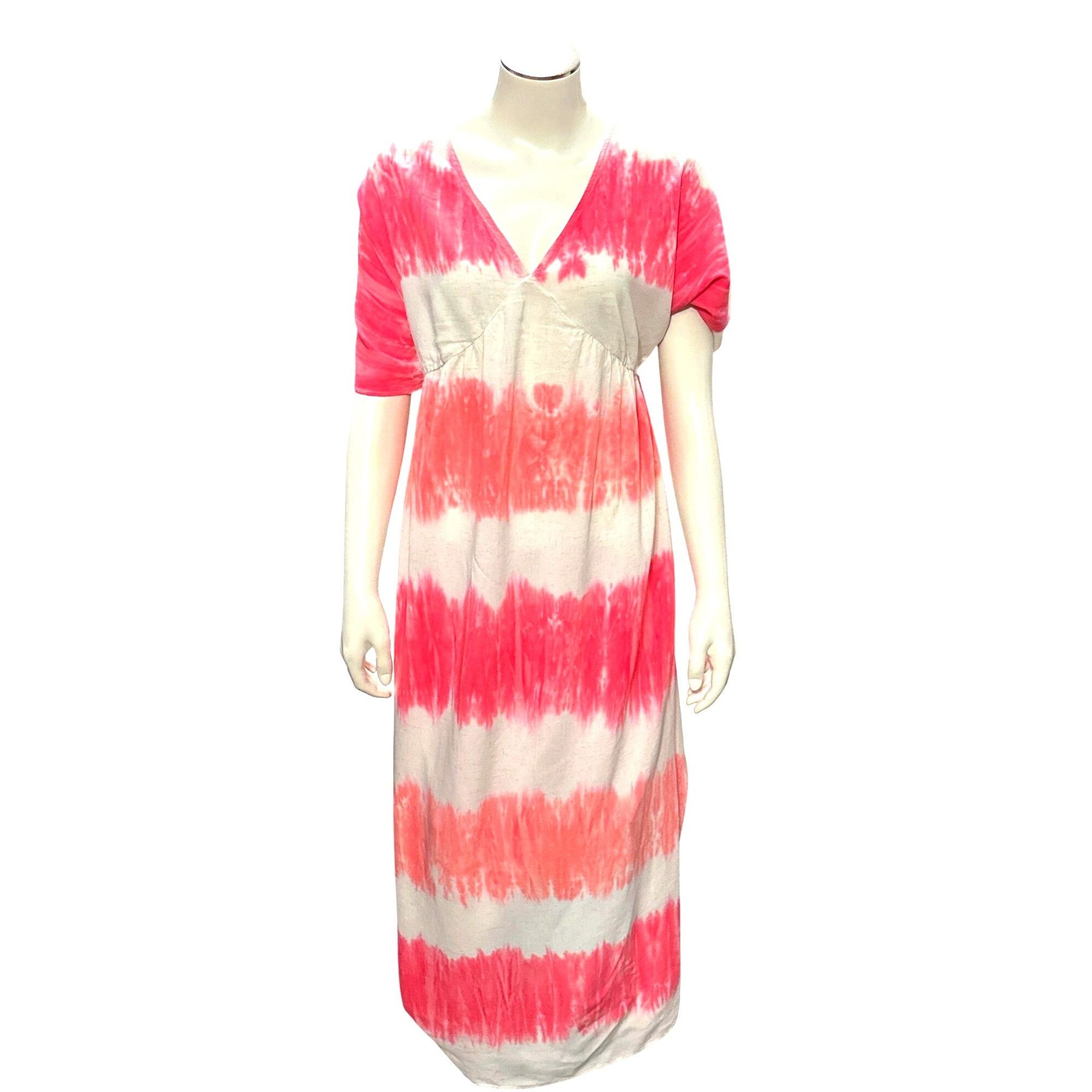 Other CCC Tie Dye Maxi Dress V Neck Short Sleeve Trendy Red White Size XL / US 12-14 / IT 48-50 - 1 Thumbnail