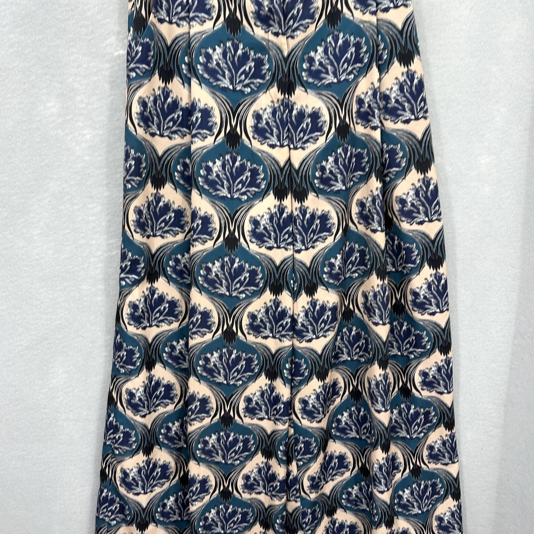 Vintage Yigal Azrouel Pants Womens 2 Flare Trousers Floral Palazzo Wide Leg Blue Paperbag 90s Bohemian Womens Size 26" / US 2 / IT 38 - 3 Thumbnail
