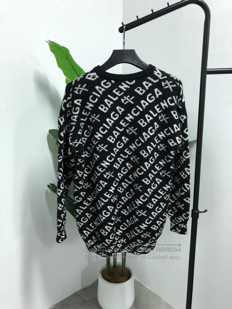 Balenciaga Balenciaga Logo Jacquard Round Neck Crewneck Woolen Sweate Size US XS / EU 42 / 0 - 2 Thumbnail