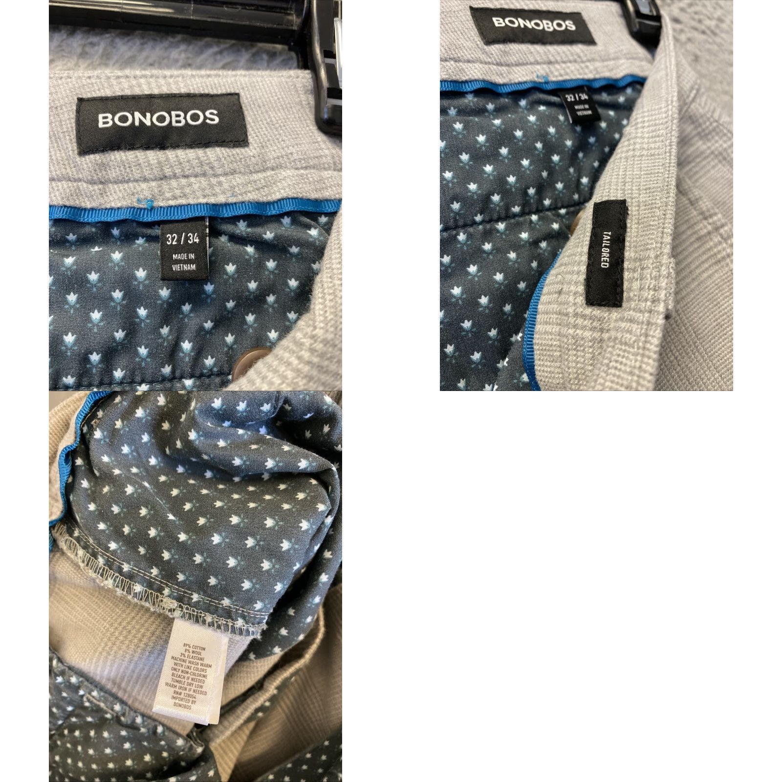 Bonobos BONOBOS Pants Gray Plaid Slim Straight Fit 32x34 Casual Mens Size US 32 / EU 48 - 8 Thumbnail
