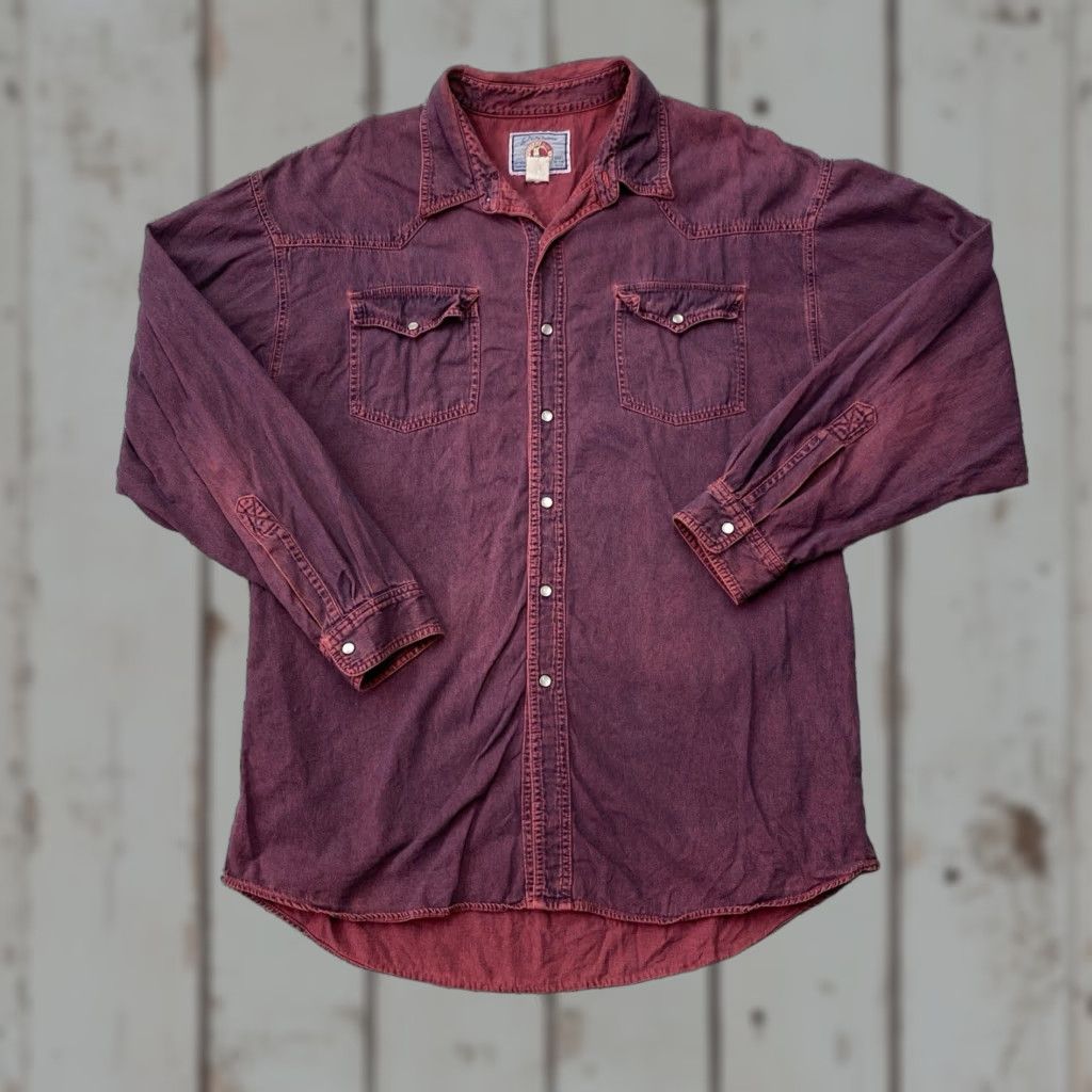 Vintage VINTAGE J D Drover Denim Shirt Western Pearl Snap Button-Up 2XL Mens Purple Cotton Denim Heavyweight Size US XXL / EU 58 / 5 - 1 Thumbnail