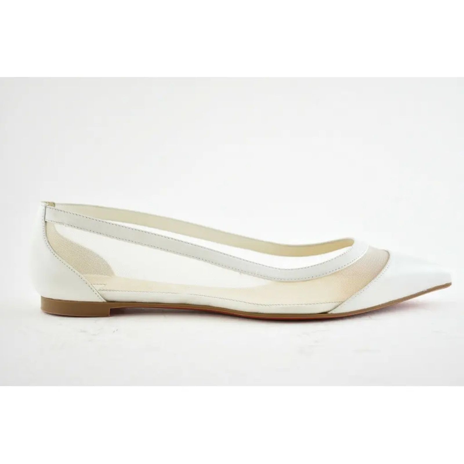 Christian Louboutin Christian Louboutin Galativi Flat White Leather Nude Size US 5 / IT 35 - 2 Thumbnail