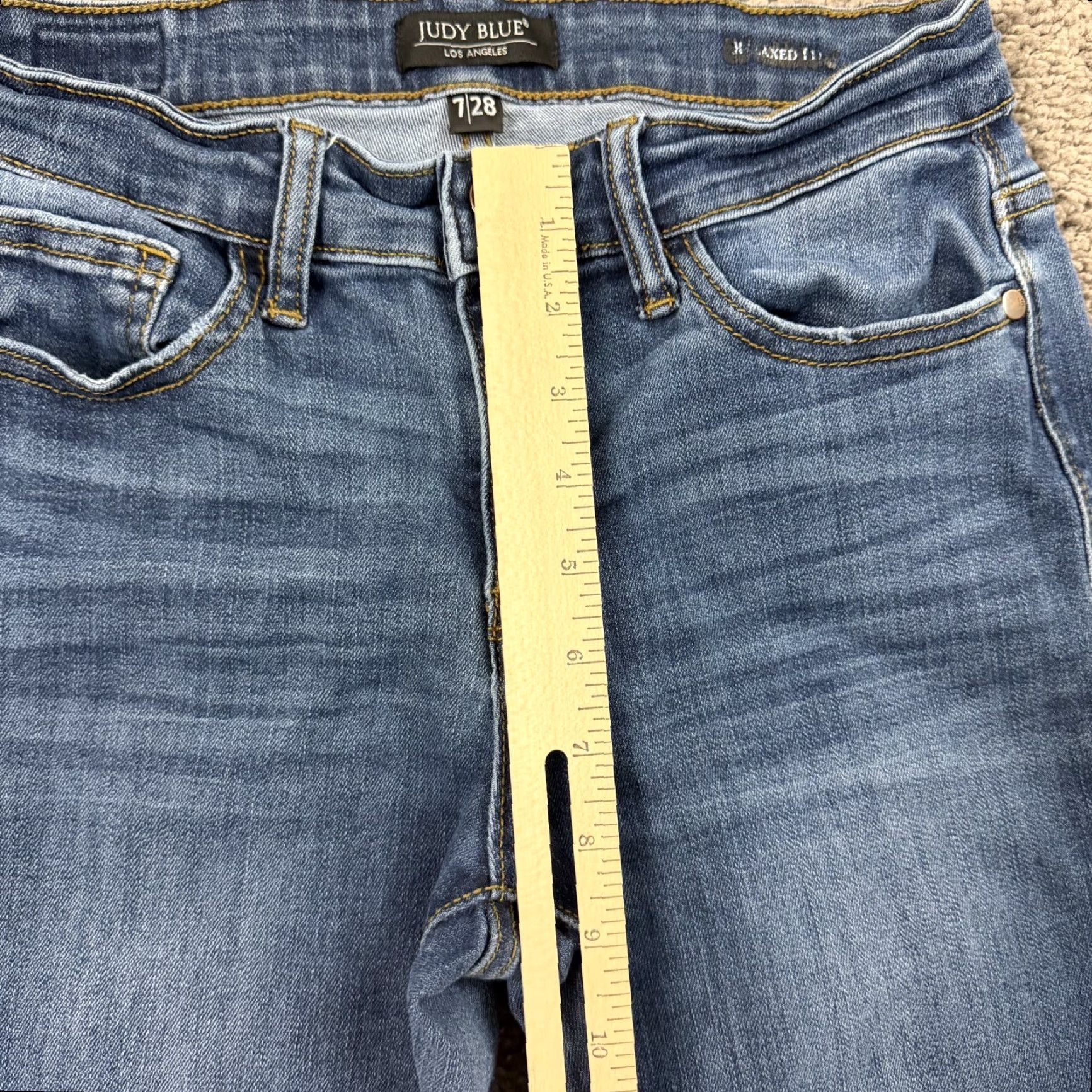 Denime Judy Blue Jeans Womens 28 Relaxed Mid Rise Distressed Stretch Denim Straight Jeans Blue 26x26 Mens? Womens? Size 26" / US 2 / IT 38 - 4 Thumbnail