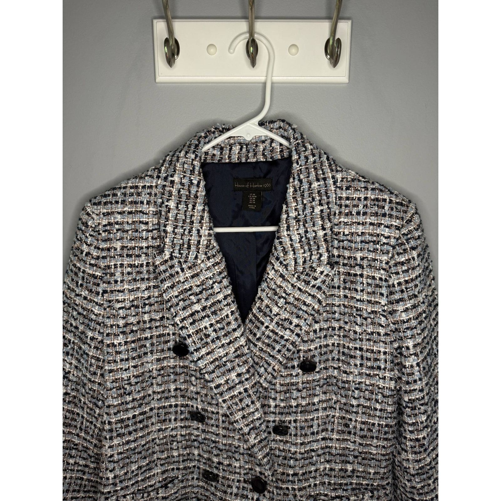 House of Harlow House of Harlow Double Breasted Tweed Blazer Navy/White M Size M / US 6-8 / IT 42-44 - 3 Thumbnail