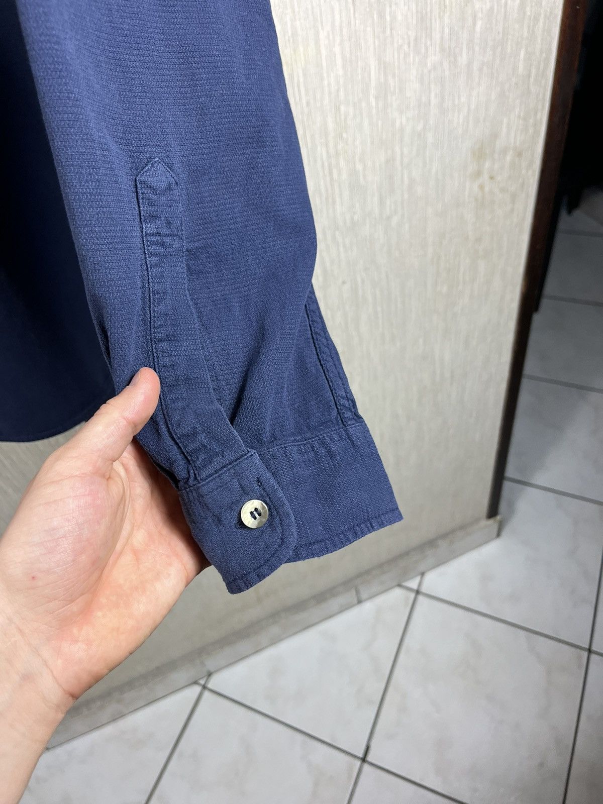 Levi's × Levi's Vintage Clothing × Vintage Vintage 90s Levi’s half button long sleeve shirt navy pocket Size US XL / EU 56 / 4 - 11 Thumbnail