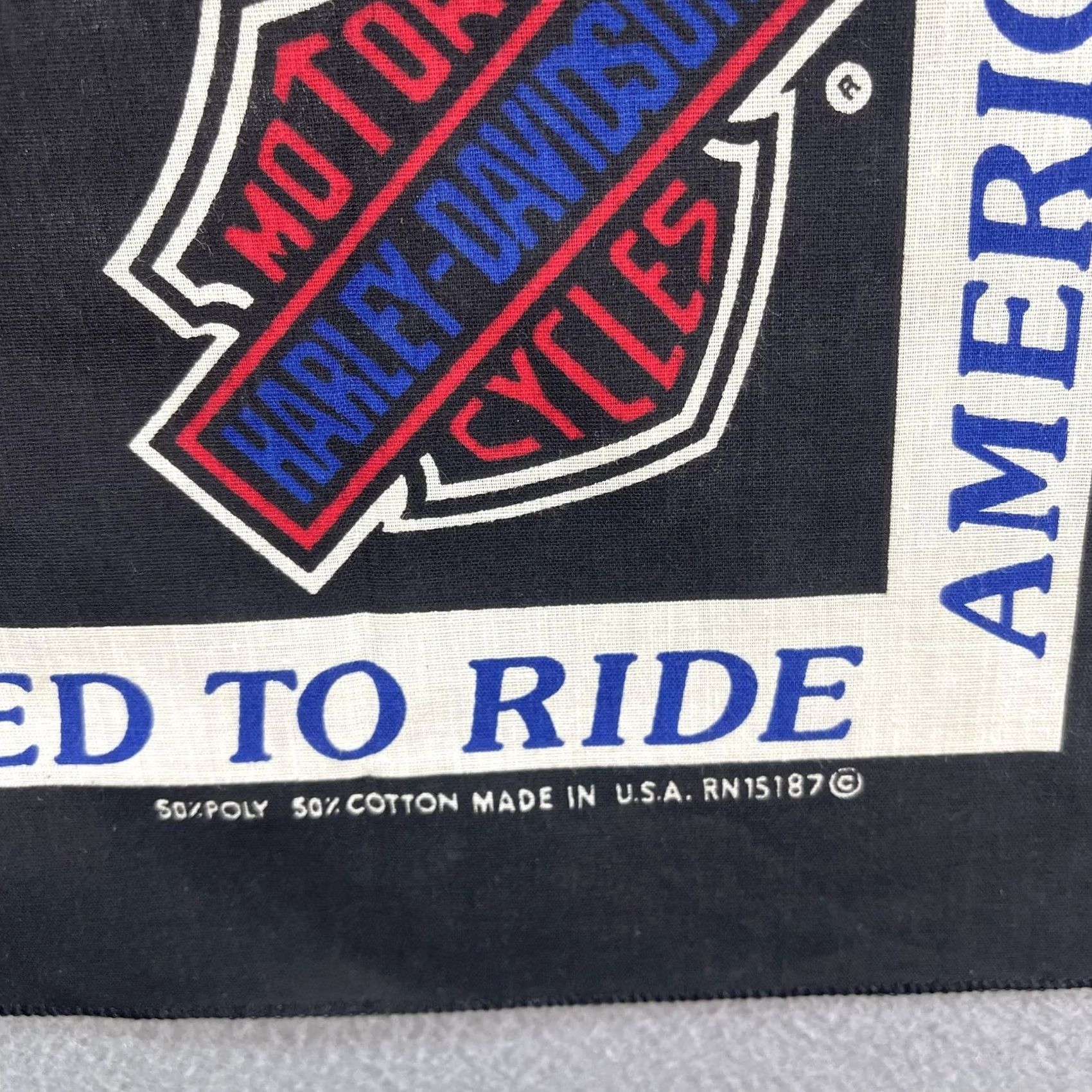 Harley Davidson VINTAGE Harley-Davidson Bandana Black USA Eagle Licensed To Ride American Made 90s Bandana Mens One Size Size ONE SIZE - 3 Thumbnail