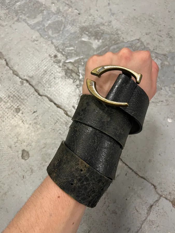 Just Cavalli 2000s Cavalli Black Cracked Leather Belt Size ONE SIZE - 4 Thumbnail