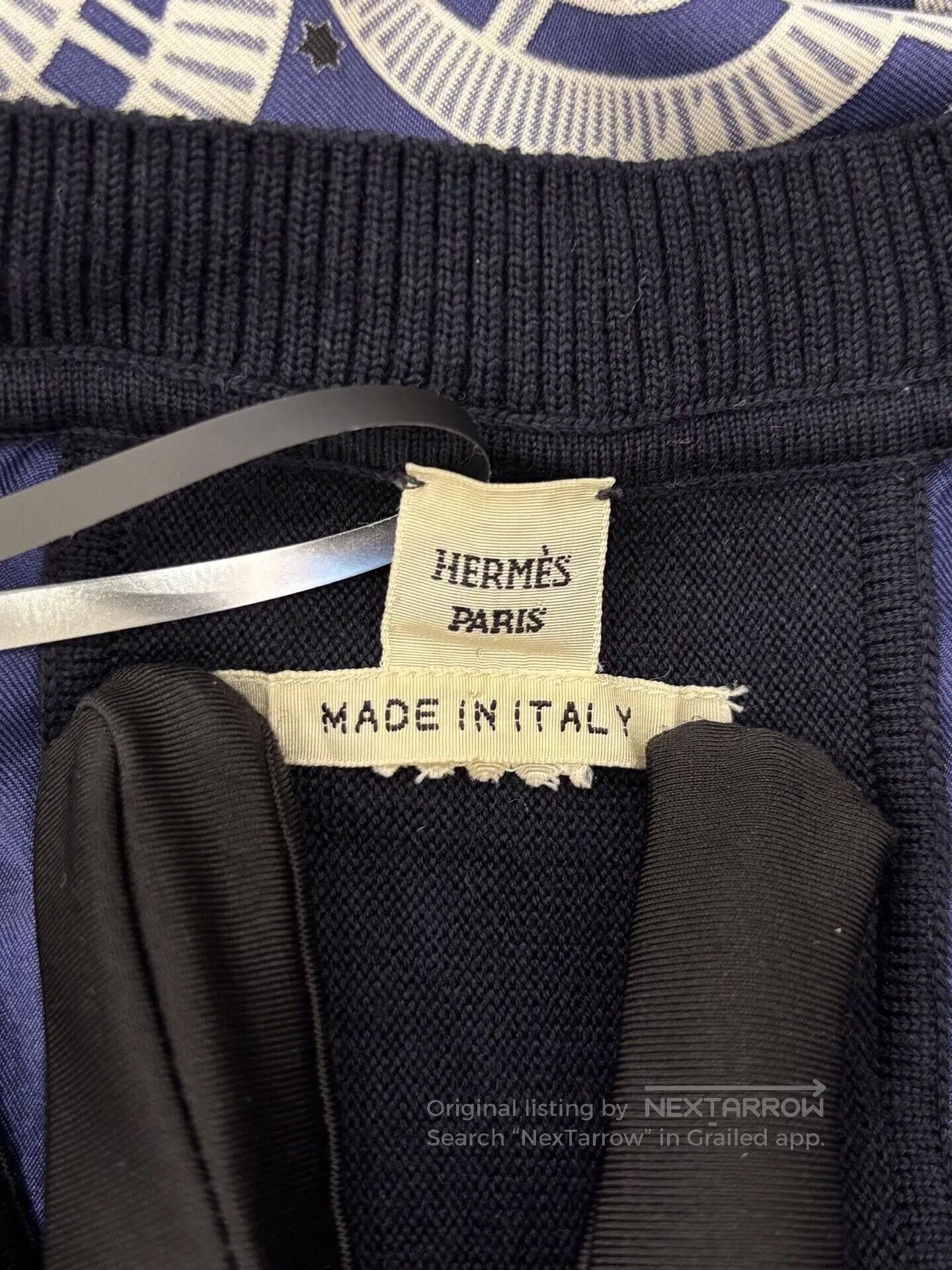 Hermes Hermes Equestrian Pattern Blue Wool Dress. Size XS / US 0-2 / IT 36-38 - 4 Thumbnail