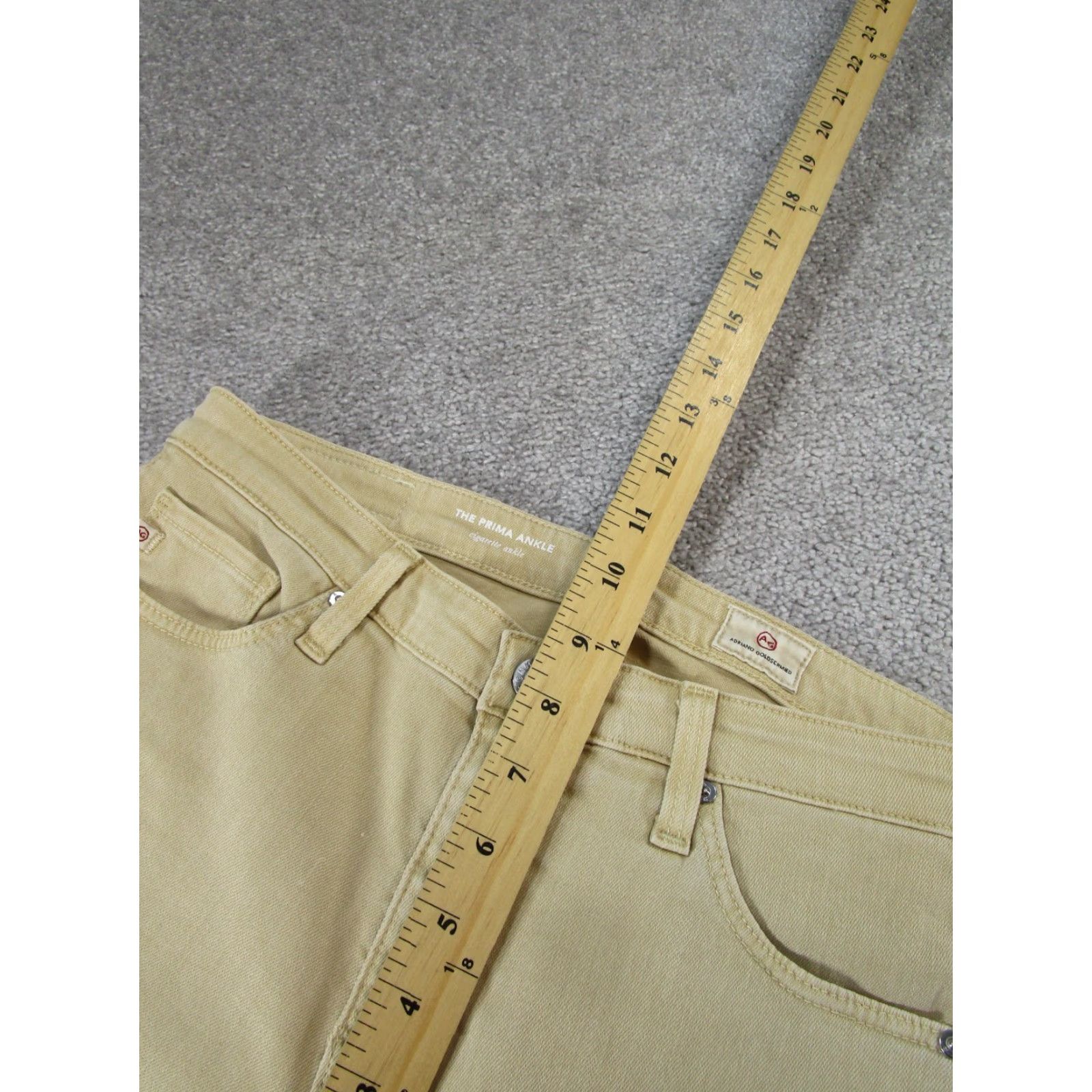 AG Jeans AG Adriano Goldschmied Women's 27 The Prima Ankle Jeans Beige Stretch Denim - Light Wash, Mid Rise, Zipper Accents, Stain Size 27" / US 4 / IT 40 - 7 Thumbnail