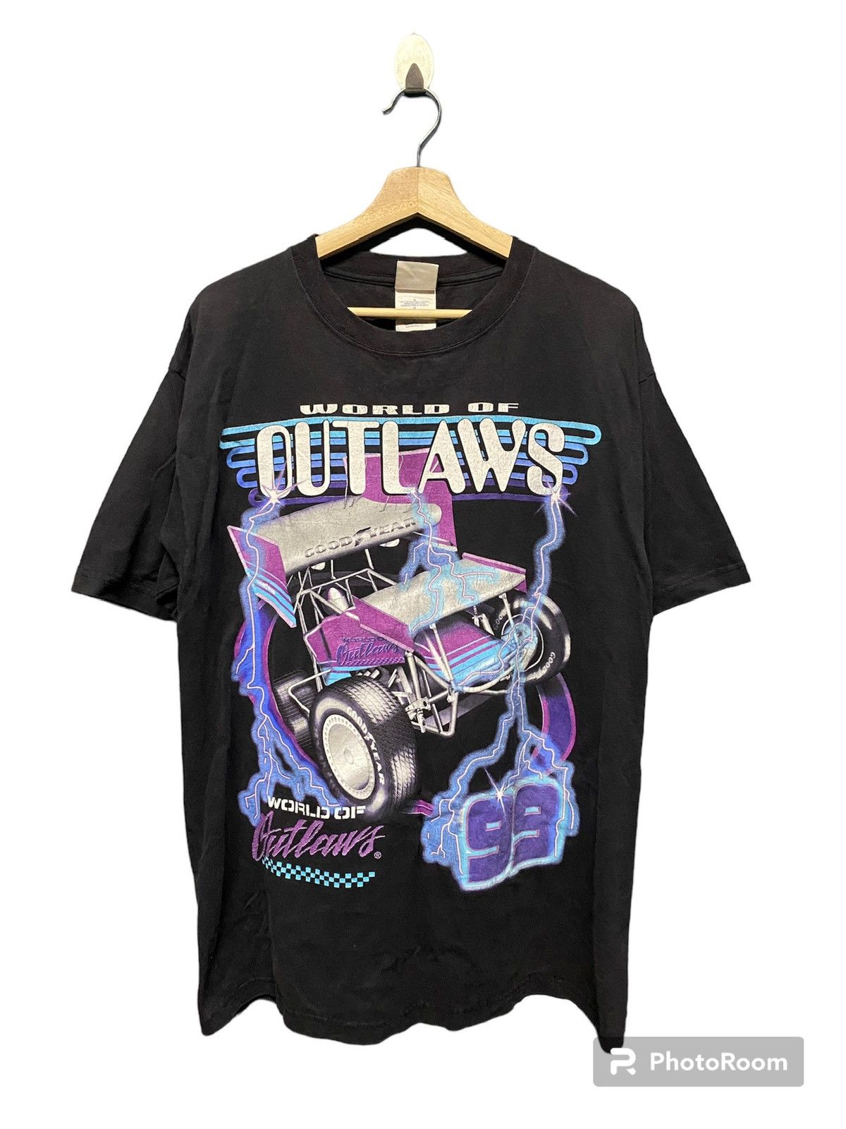 image of Racing x Vintage Distressed VTG 99’ World Of Outlaws Series in Black, Men's (Size Large)
