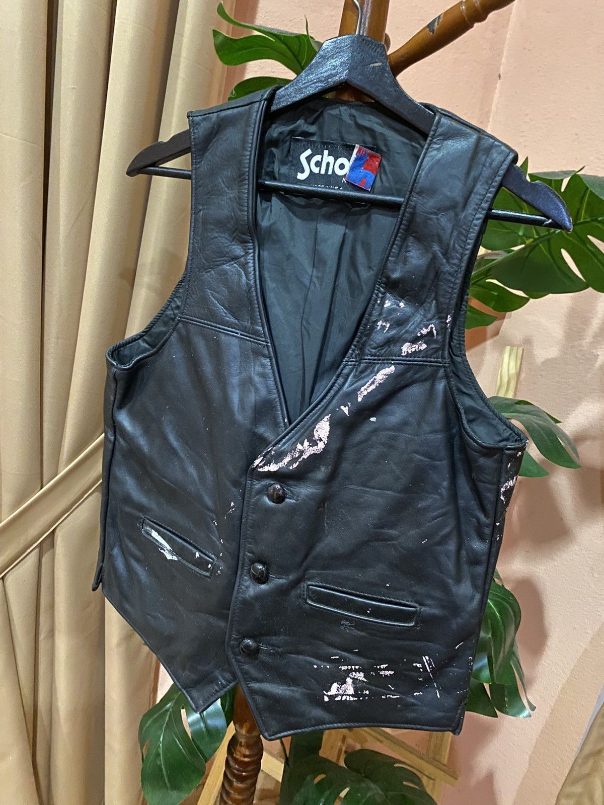Schott Vintage Schott NYC Black Leather Vest - Made in USA - Size S Size US S / EU 44-46 / 1 - 2 Thumbnail