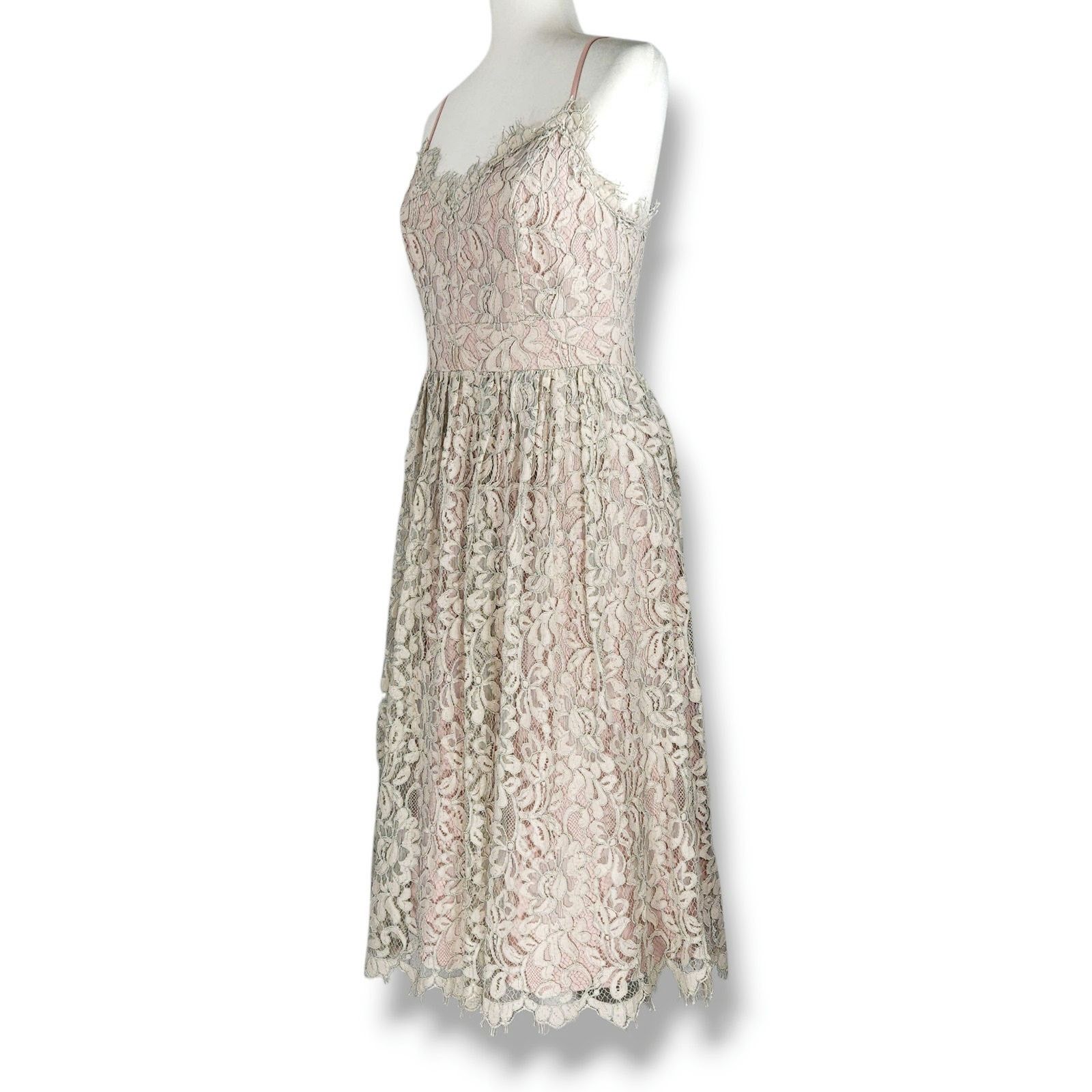Other Eliza J Lace Overlay Floral Midi Dress Eyelash Trim Blush 6 Size M / US 6-8 / IT 42-44 - 2 Thumbnail