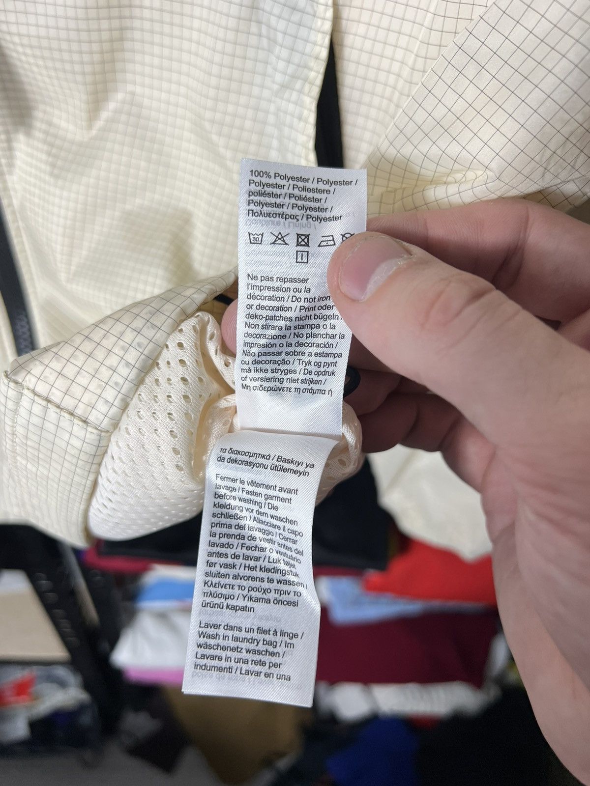 Lacoste 🧥 Lacoste Lightweight Windbreaker Jacket – Cream Grid Size M Size US M / EU 48-50 / 2 - 23 Thumbnail