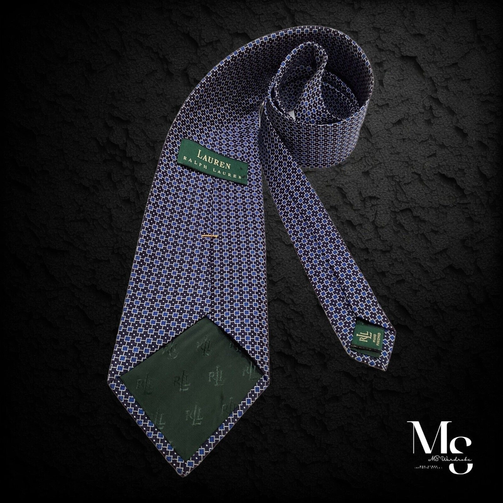 Lauren Ralph Lauren LAUREN RALPH LAUREN Blue Geometric Luxury Silk Tie Made In U Size ONE SIZE - 2 Thumbnail