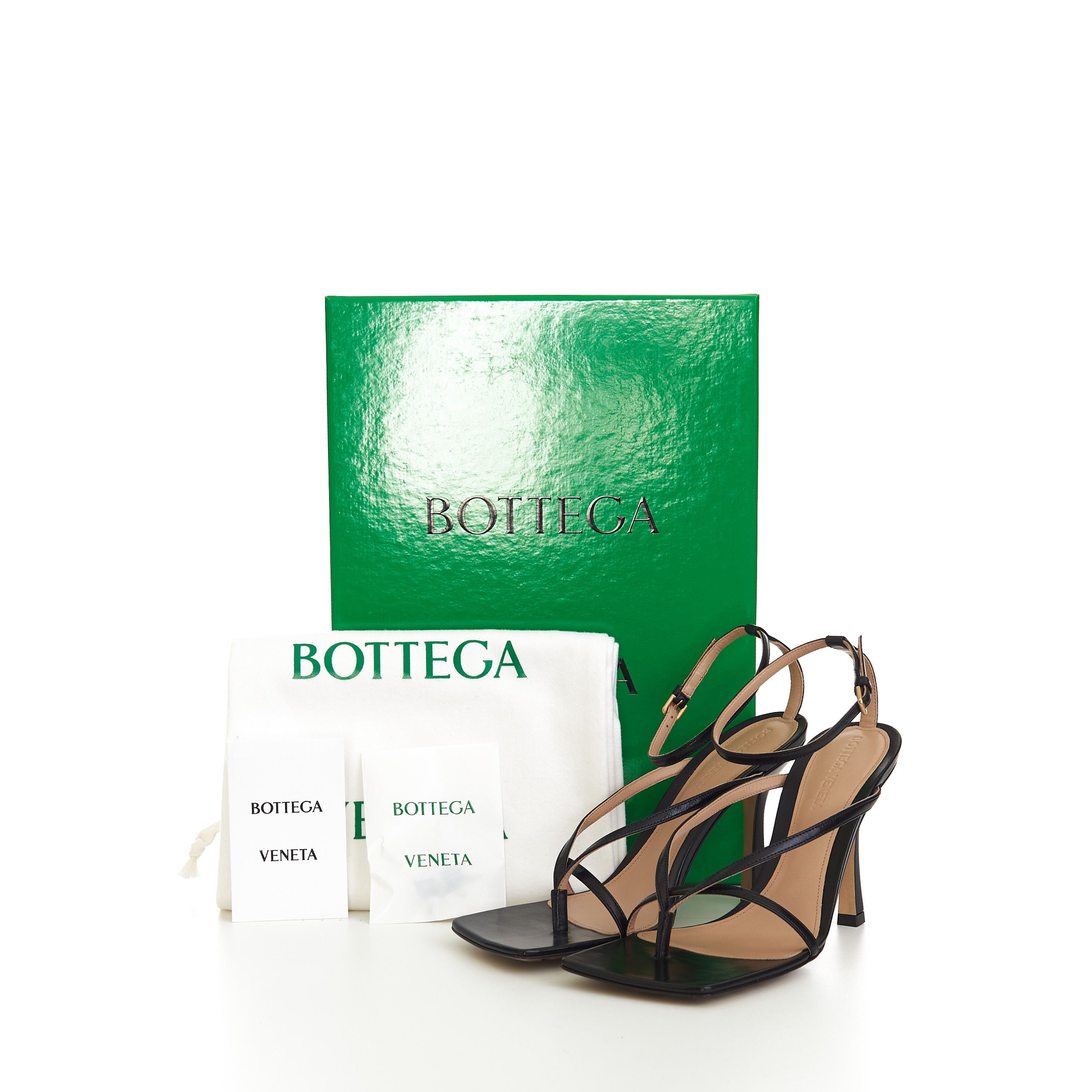 Bottega Veneta Stretch Strap Sandals In Black Lambskin Leather Size US 6 / IT 36 - 13 Thumbnail