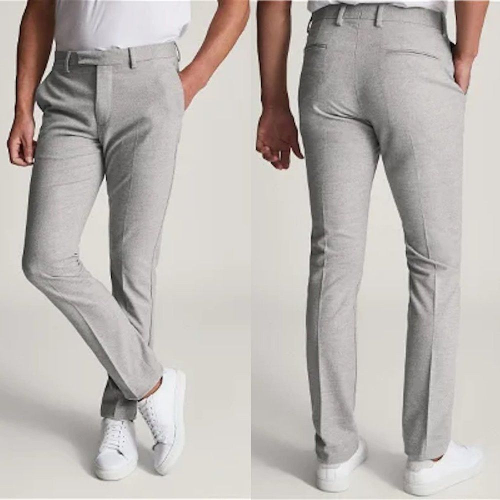 Reiss NWT New Reiss Granual Slim Flannel Leg Soft Grey Trousers P Size US 28 / EU 44 - 2 Thumbnail