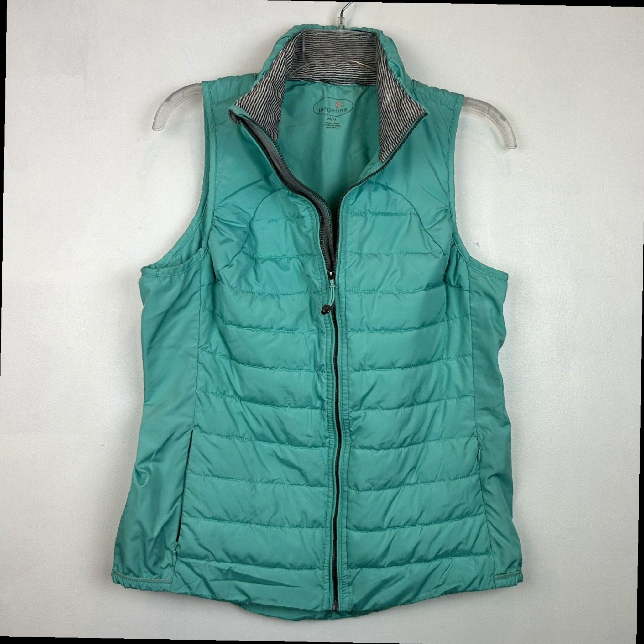 Vintage Light Blue Green M Quilted Reflective Activewear Tangerine Puffer Vest for Women Grailed
