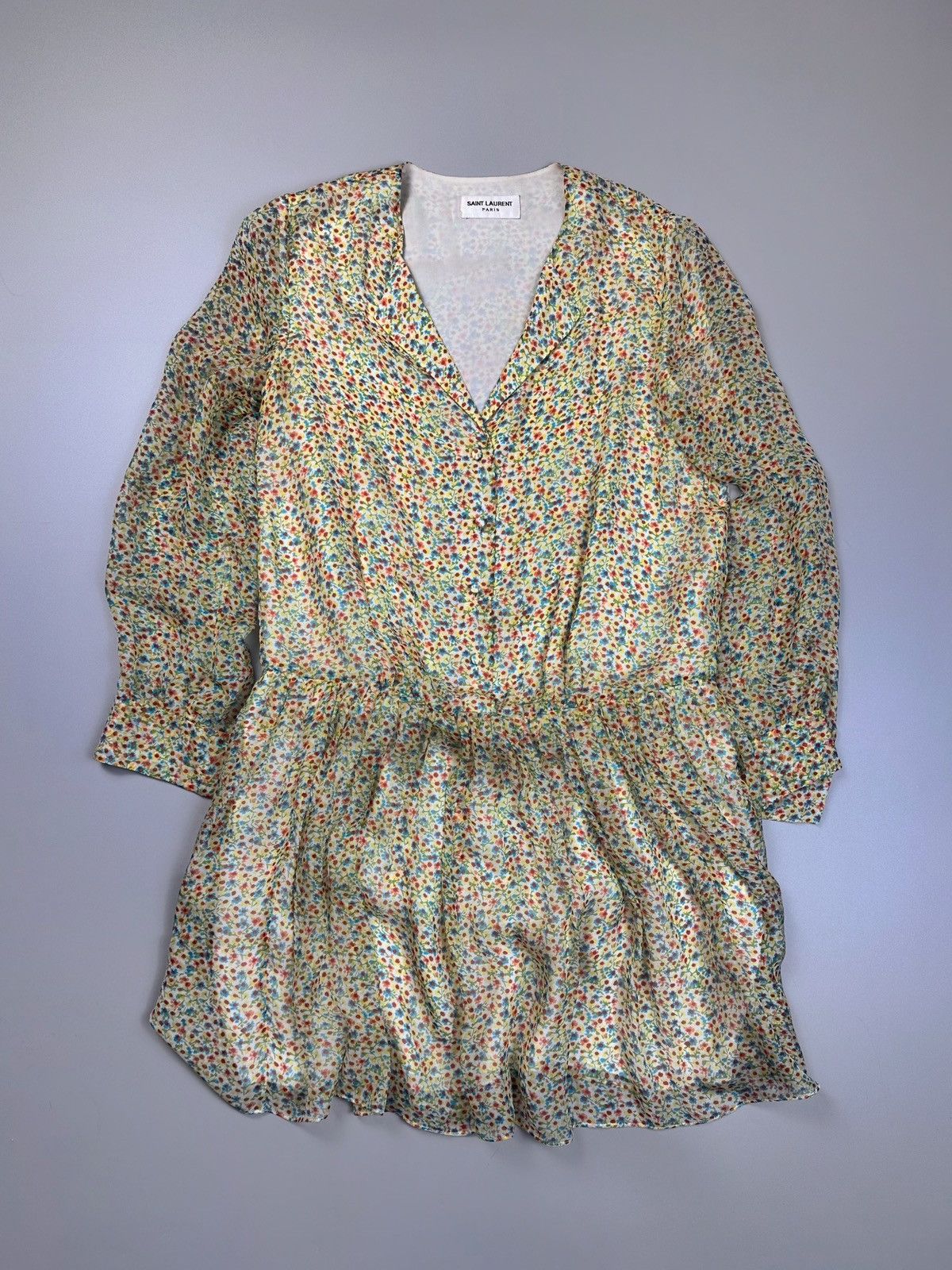 Saint Laurent Paris Saint Laurent Paris Silk Flower Button Up Dress Size M / US 6-8 / IT 42-44 - 3 Thumbnail