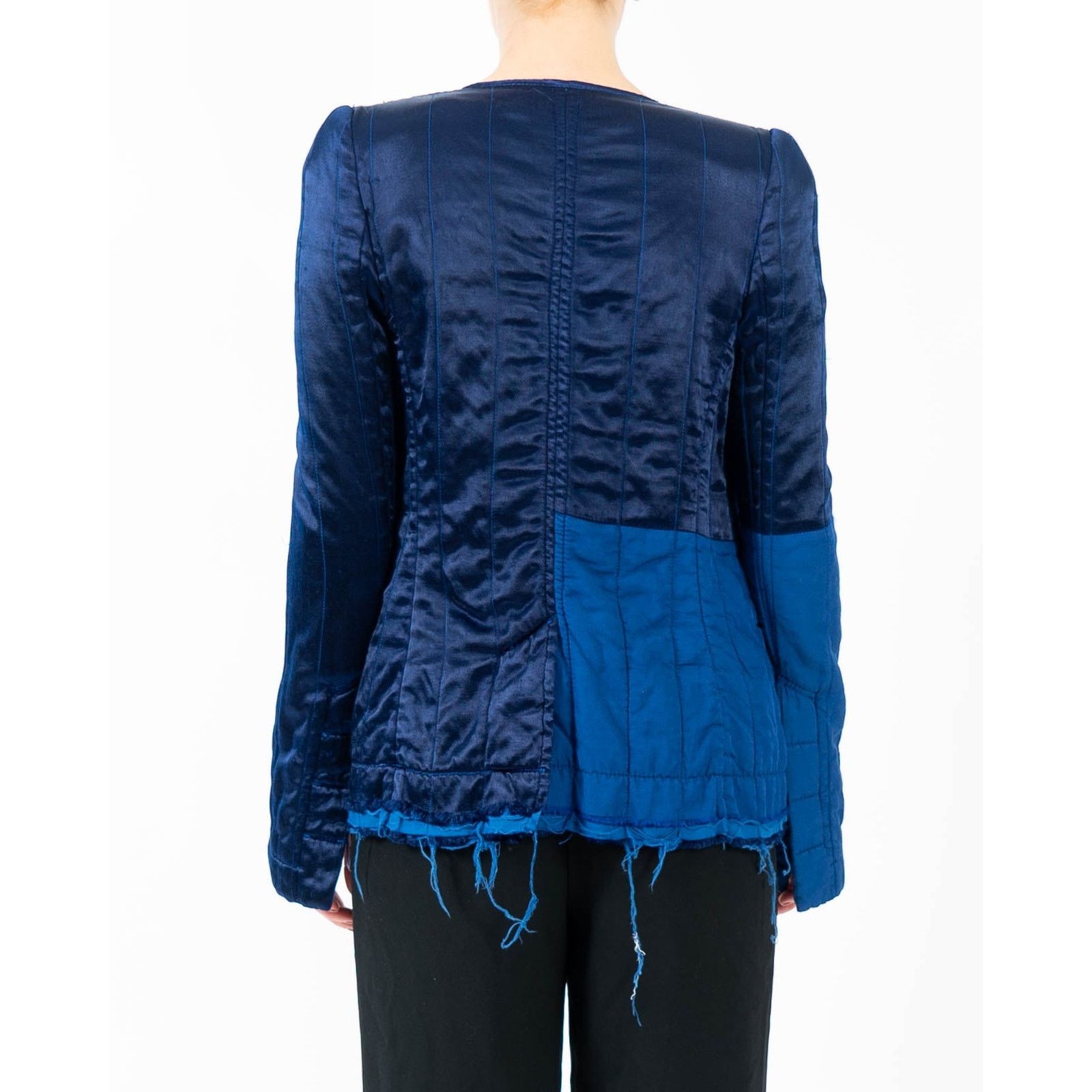 Haider Ackermann FW18 Blue Satin Distressed Jacket Size S / US 4 / IT 40 - 3 Thumbnail