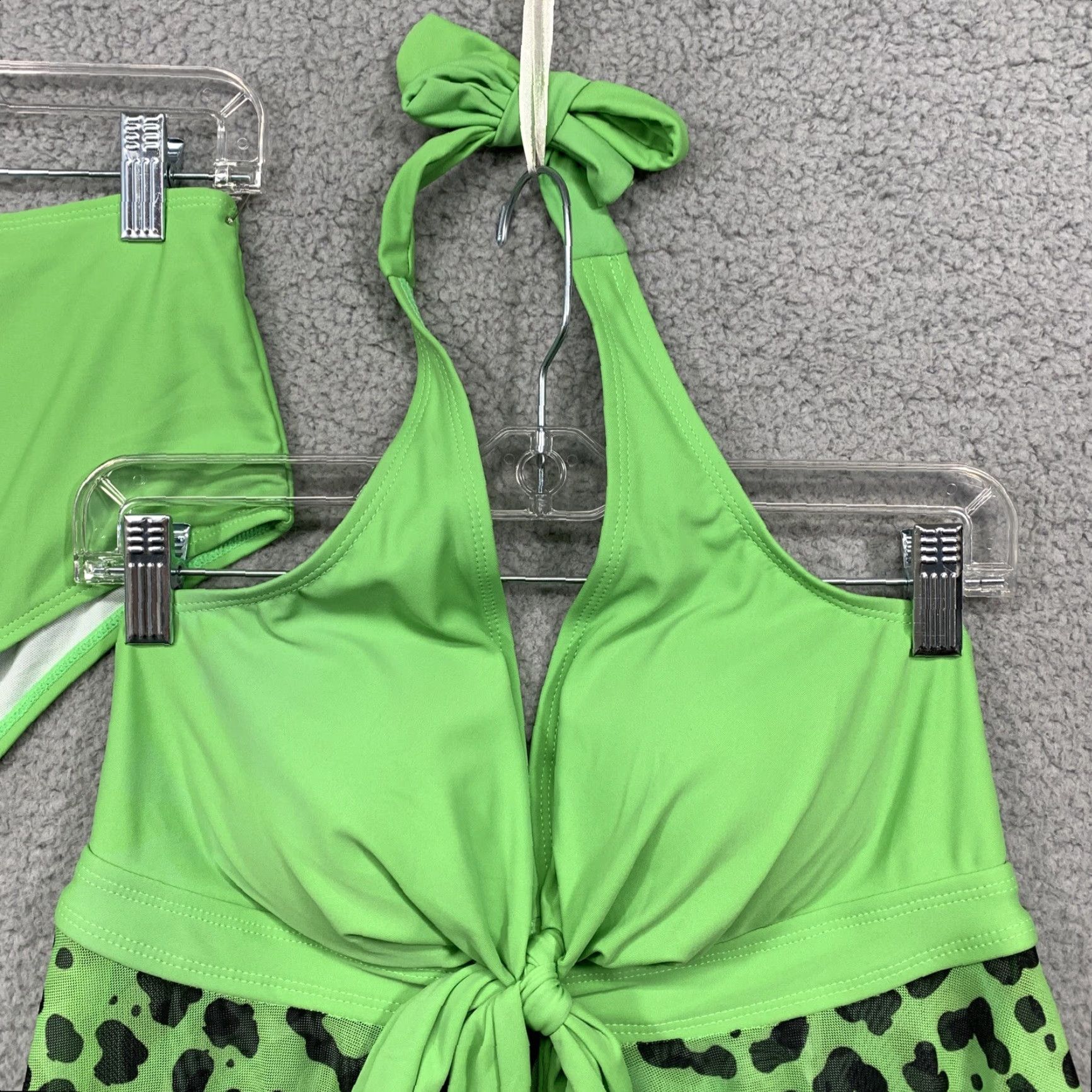 Vintage 2 Piece Tankini Swimsuit Women’s Size Small Green & Black Padded NWOT Size ONE SIZE - 2 Thumbnail