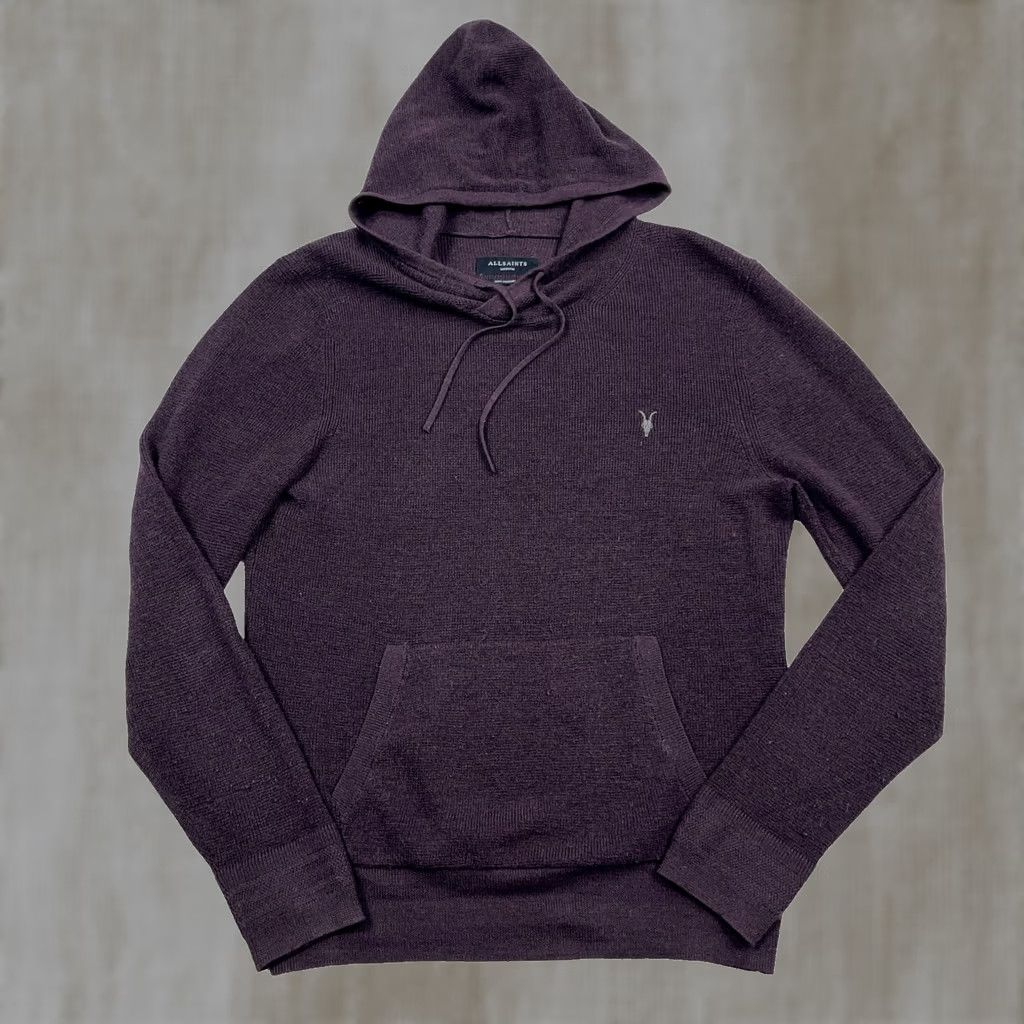 Allsaints ALLSAINTS Hoodie Mens M Purple Merino Wool Pullover Rambskull Logo Sweater Size US M / EU 48-50 / 2 - 1 Thumbnail