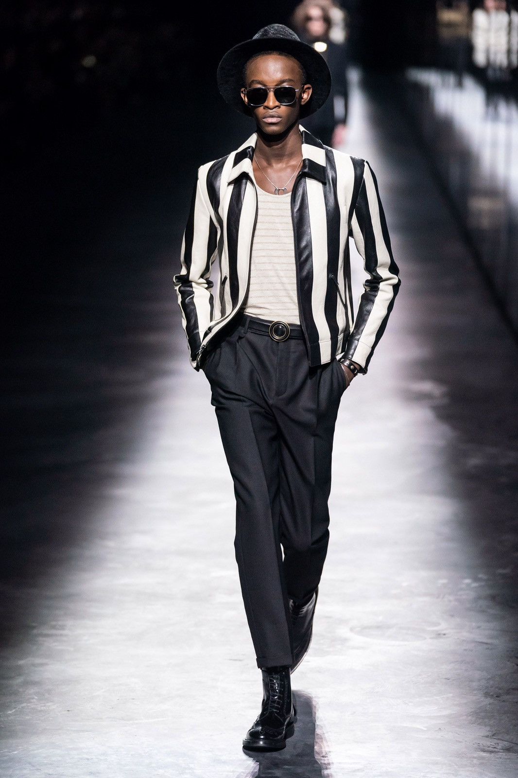 Saint Laurent Paris Saint Laurent FW19 Striped Jacket in Satinated Lambskin Size US M / EU 48-50 / 2 - 6 Thumbnail