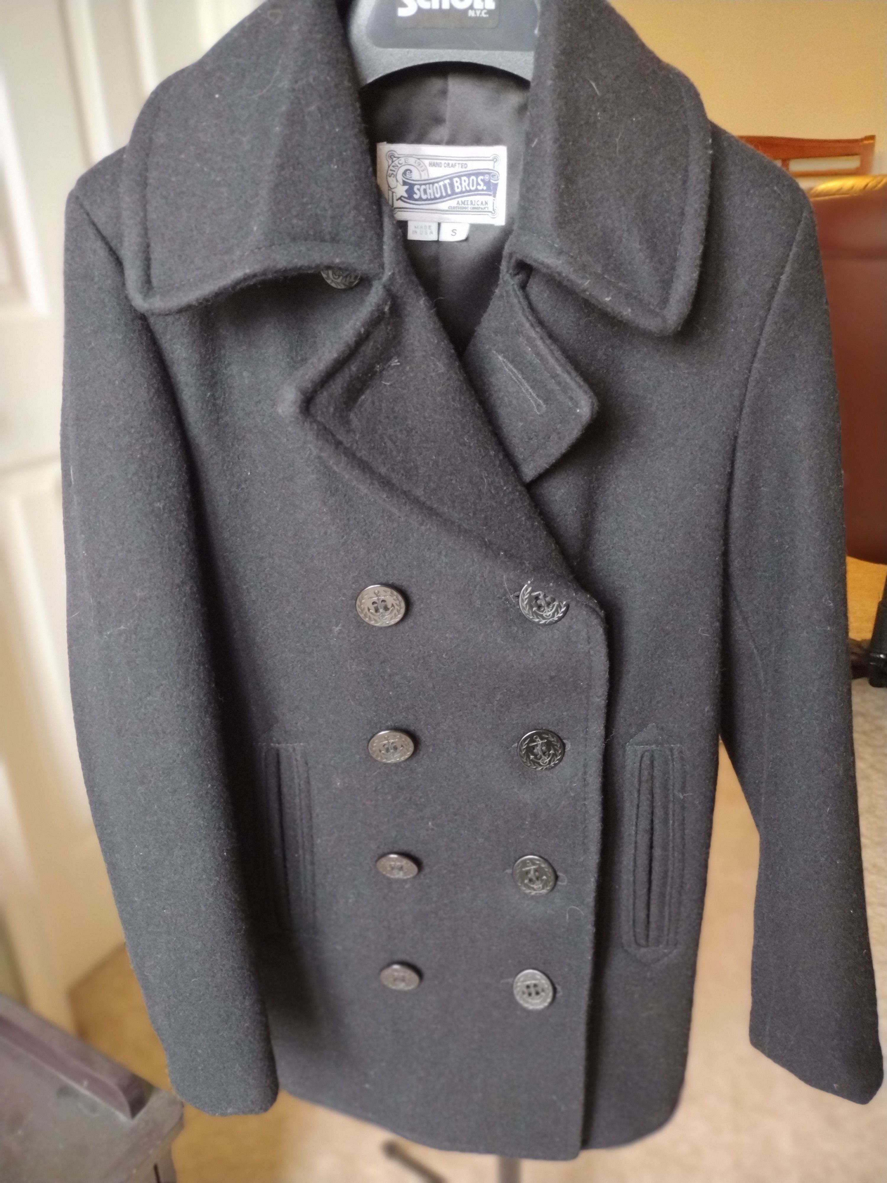 Schott Schott NYC 754W Wool Blend Peacoat Navy Size Small (S) Size S / US 4 / IT 40 - 3 Thumbnail