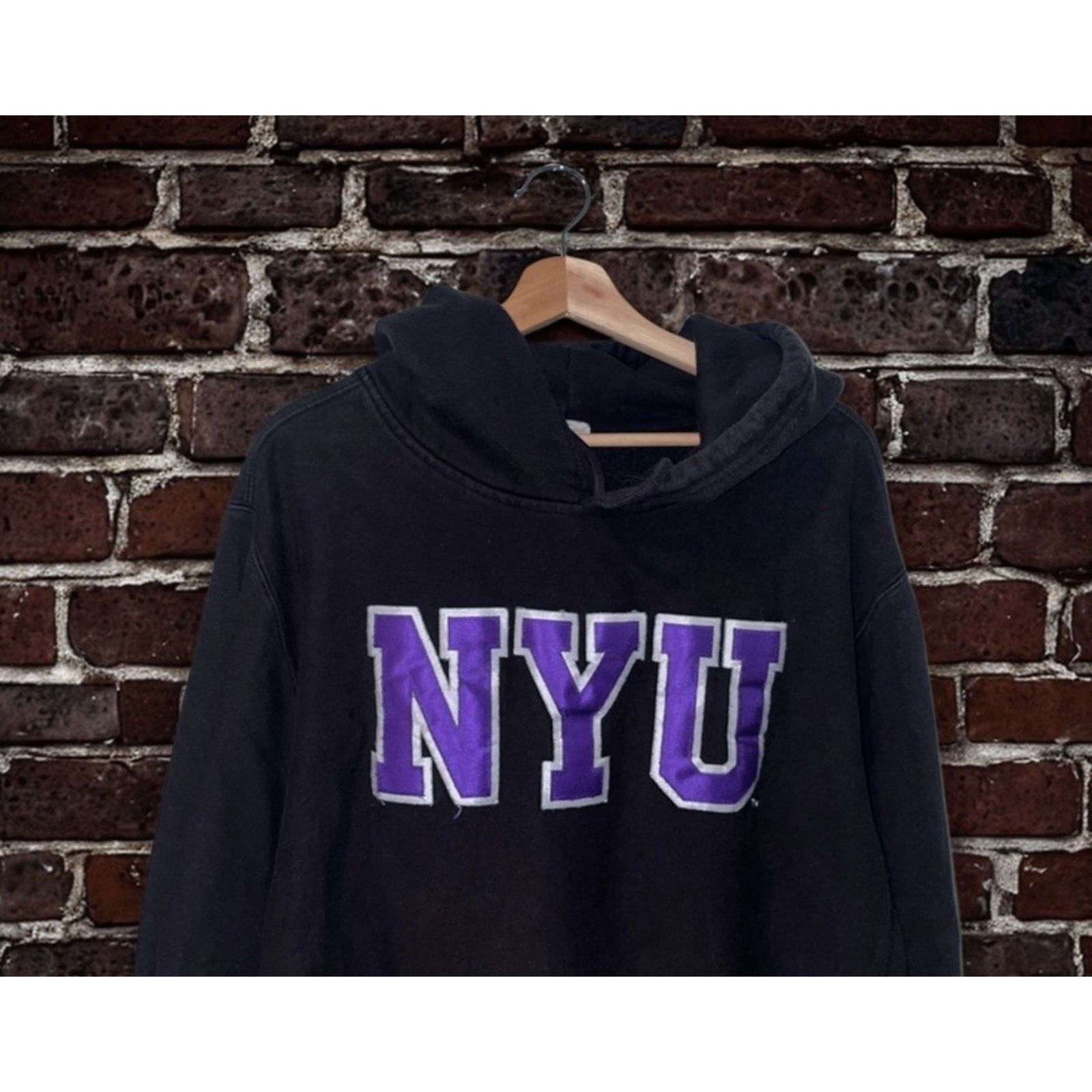Other NYU Hoodie MV Sport Pro Weave Sunfaded Spellout L Size US L / EU 52-54 / 3 - 2 Thumbnail