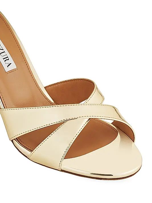 Aquazzura os11x1225 Divine 85MM Metallic Block-Heel Sandals in Gold Size US 8 / IT 38 - 3 Thumbnail