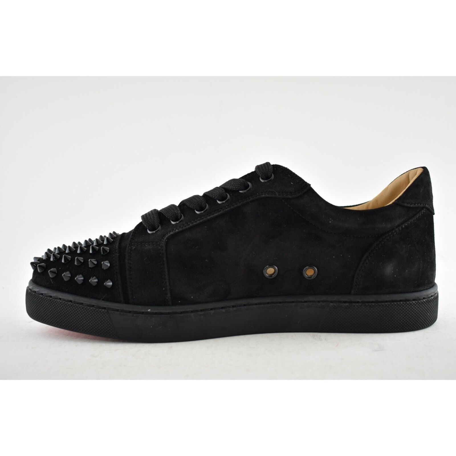 Christian Louboutin Vieira Spikes Flat Black Suede Lace Up Low Top Sneaker 40.5 Size US 10.5 / IT 40.5 - 8 Thumbnail