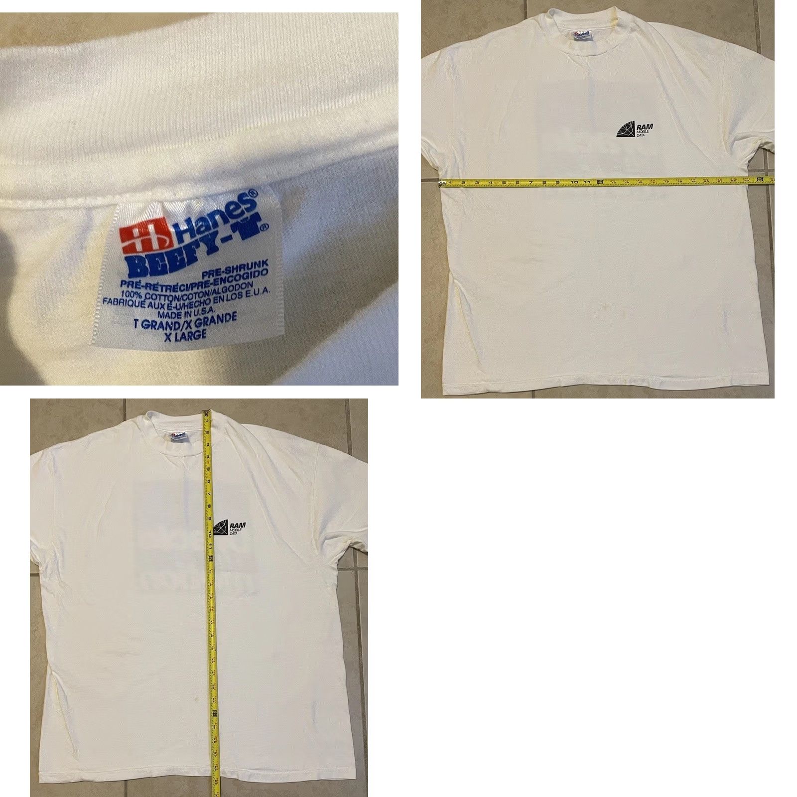 Apple VINTAGE RAM Mobile Data Faded Shirt XL White, Single Stitch, 90s, Cell Phone, Tech, Vintage 1990s Shirt Mens XL Size US XL / EU 56 / 4 - 8 Thumbnail