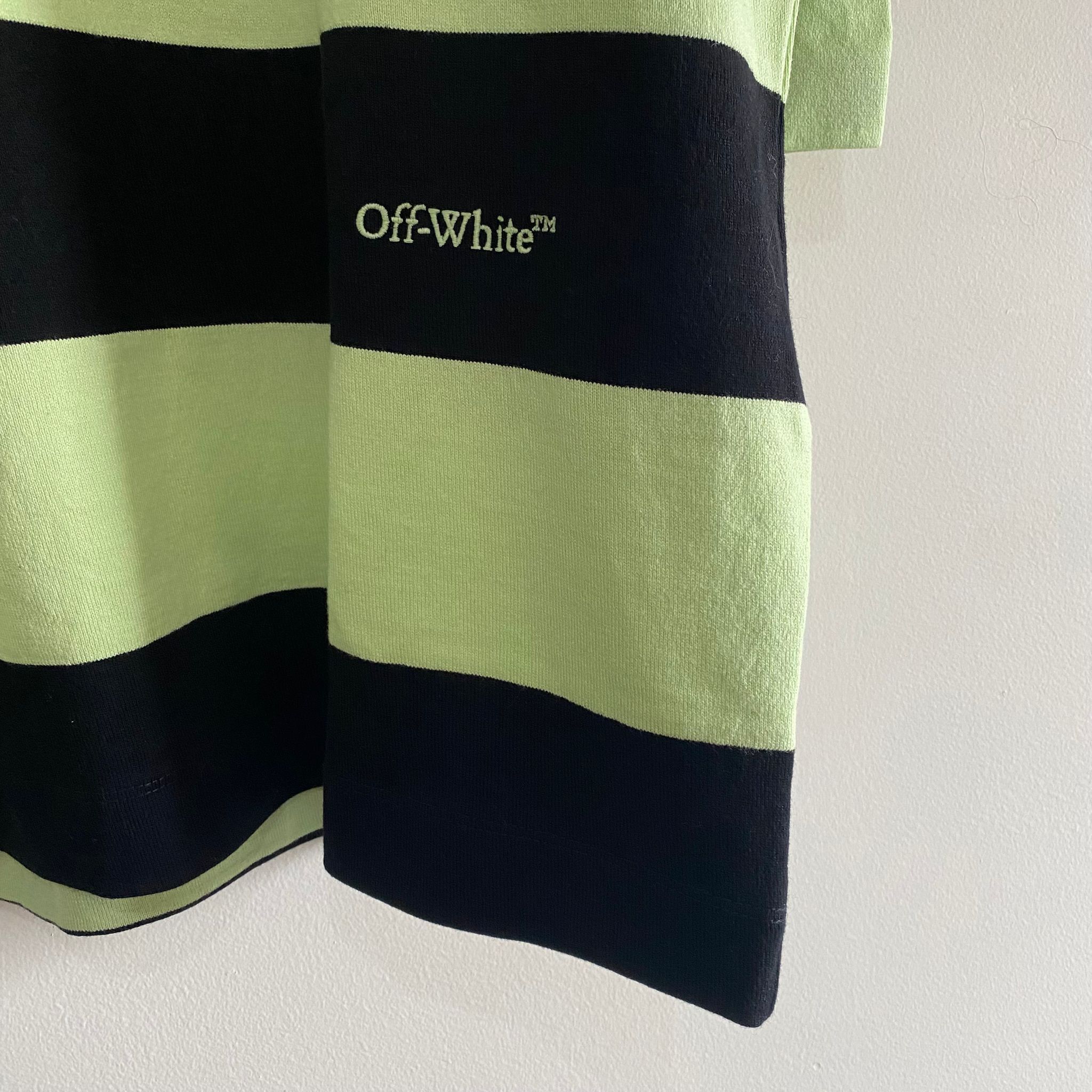 Off-White Black and Green Striped Logo Oversized Polo Size US XL / EU 56 / 4 - 3 Thumbnail