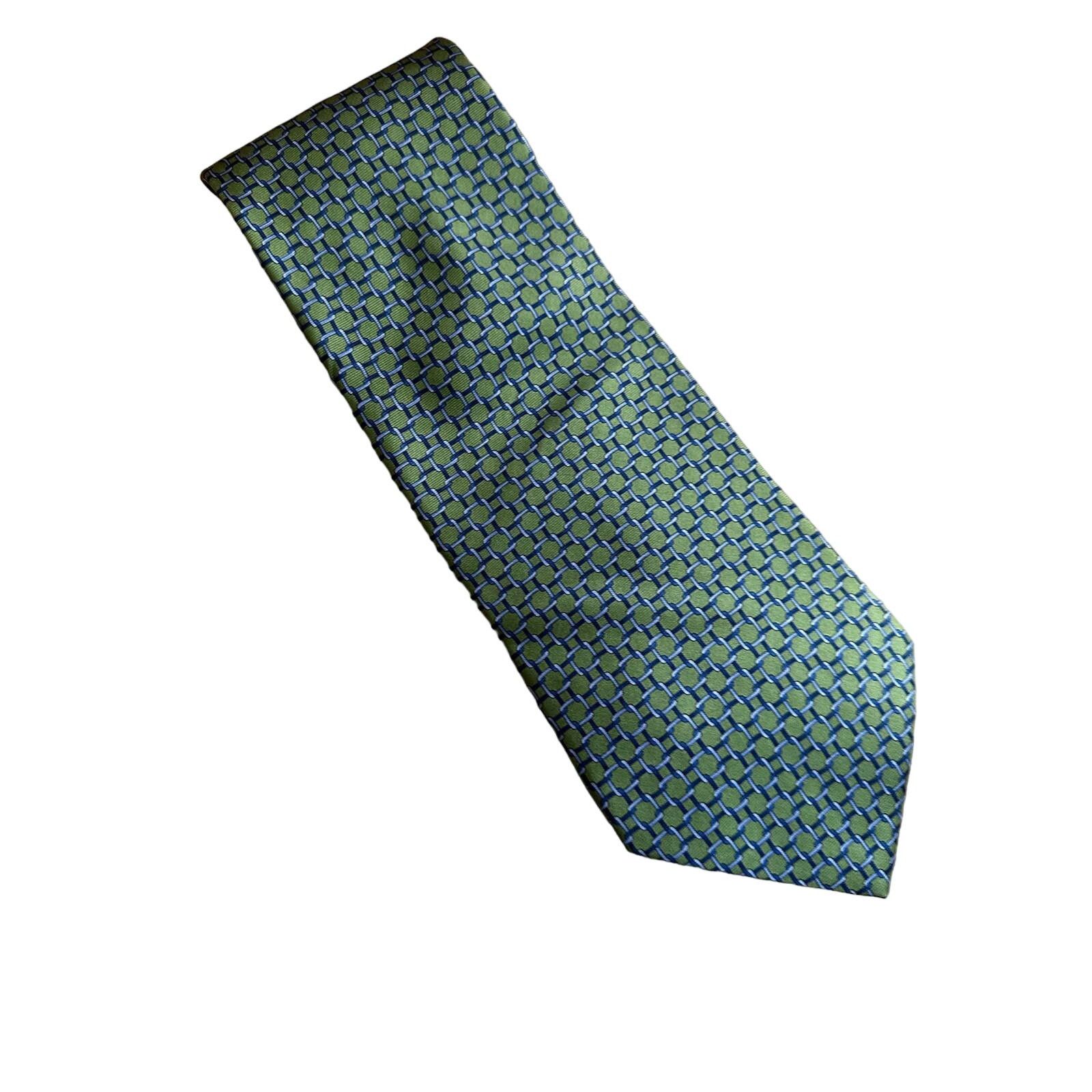 Arrow Vintage Arrow 90s Silk Necktie Green with Blue Chain Print Size ONE SIZE - 2 Thumbnail