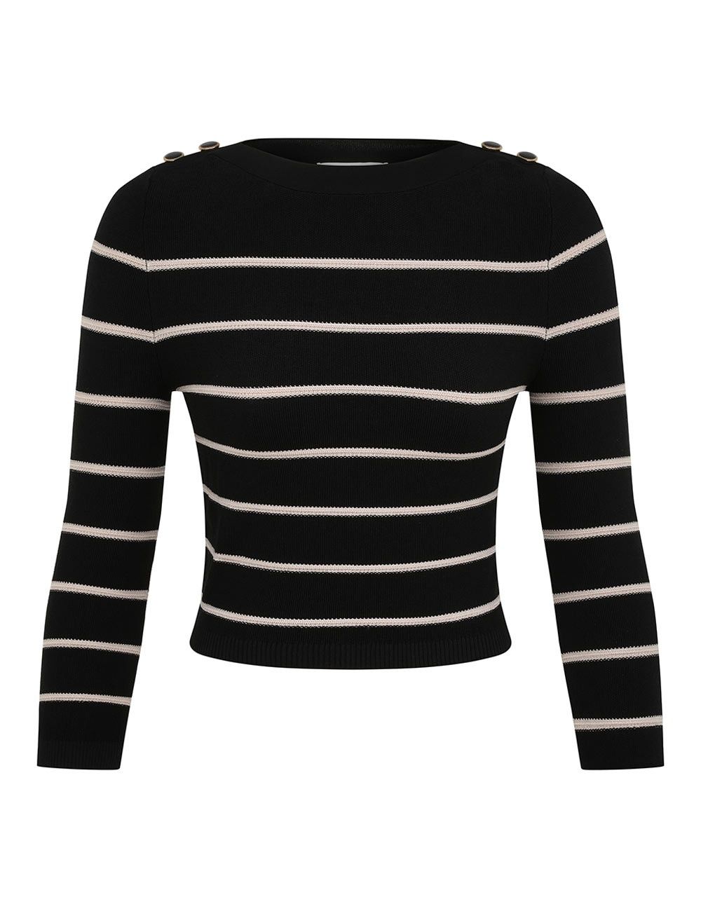 Zimmermann oc11z1025 Crush Stripe Cropped Top in White/Black Size S / US 4 / IT 40 - 1 Thumbnail