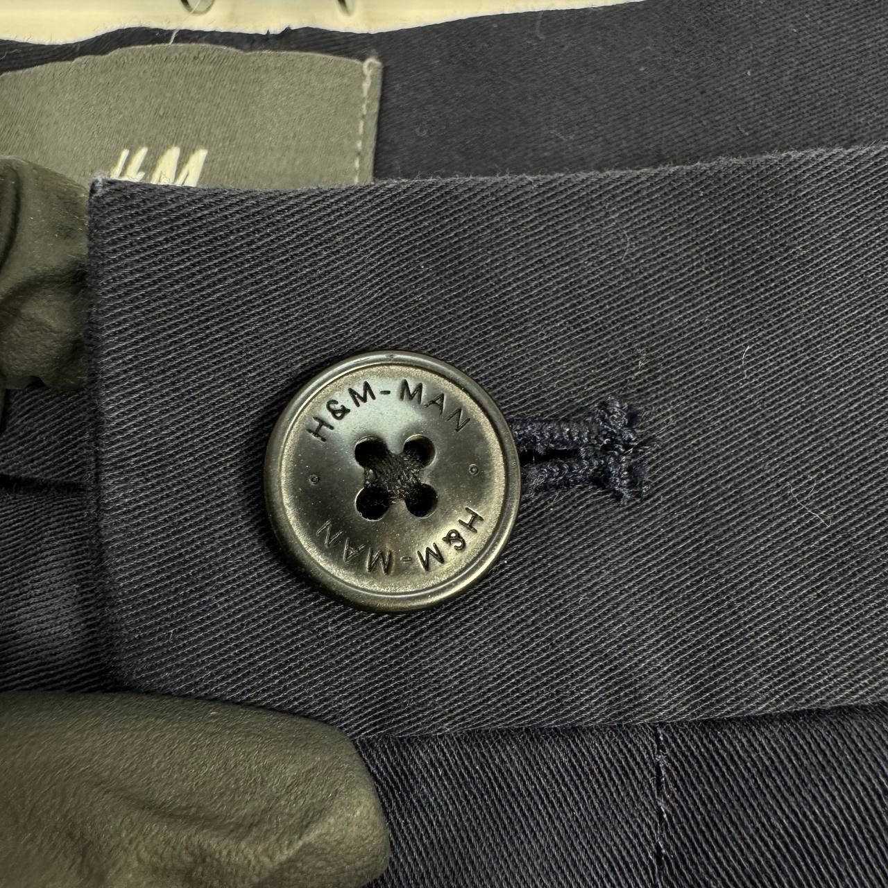 H&M H&M Chino Trousers Navy Blue Regular Fit Mens Size L (W34) Size US 36 / EU 52 - 3 Thumbnail