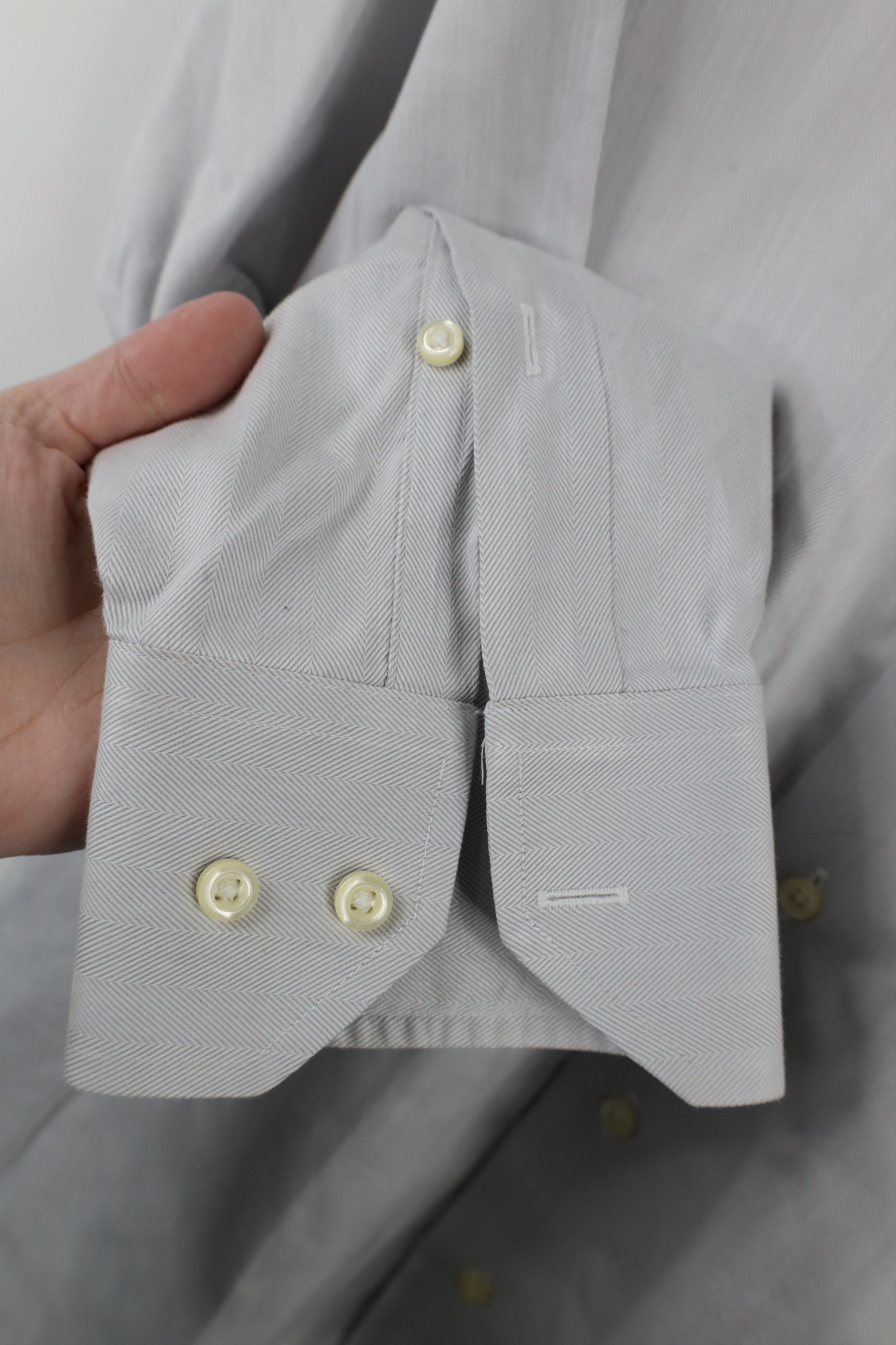 Brooks Brothers × Vintage Vintage 90s Brooks Brothers Herringbone Button Shirt Gray Size US M / EU 48-50 / 2 - 7 Thumbnail