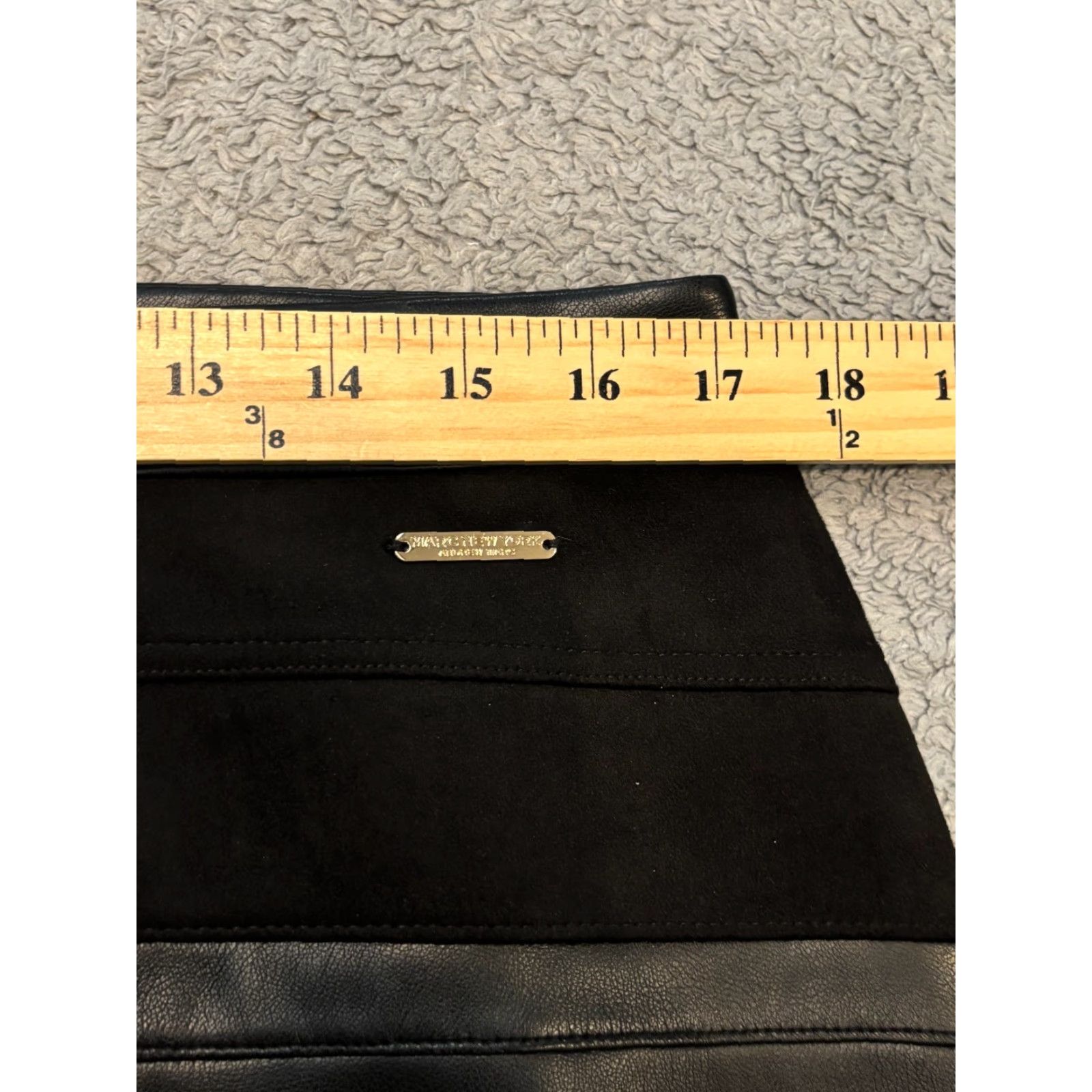 Vintage Marc New York Pencil Skirt Womens Large Black Faux Leather Trim Evening Casual Skirt Size 36" / US 14 / IT 50 - 3 Thumbnail