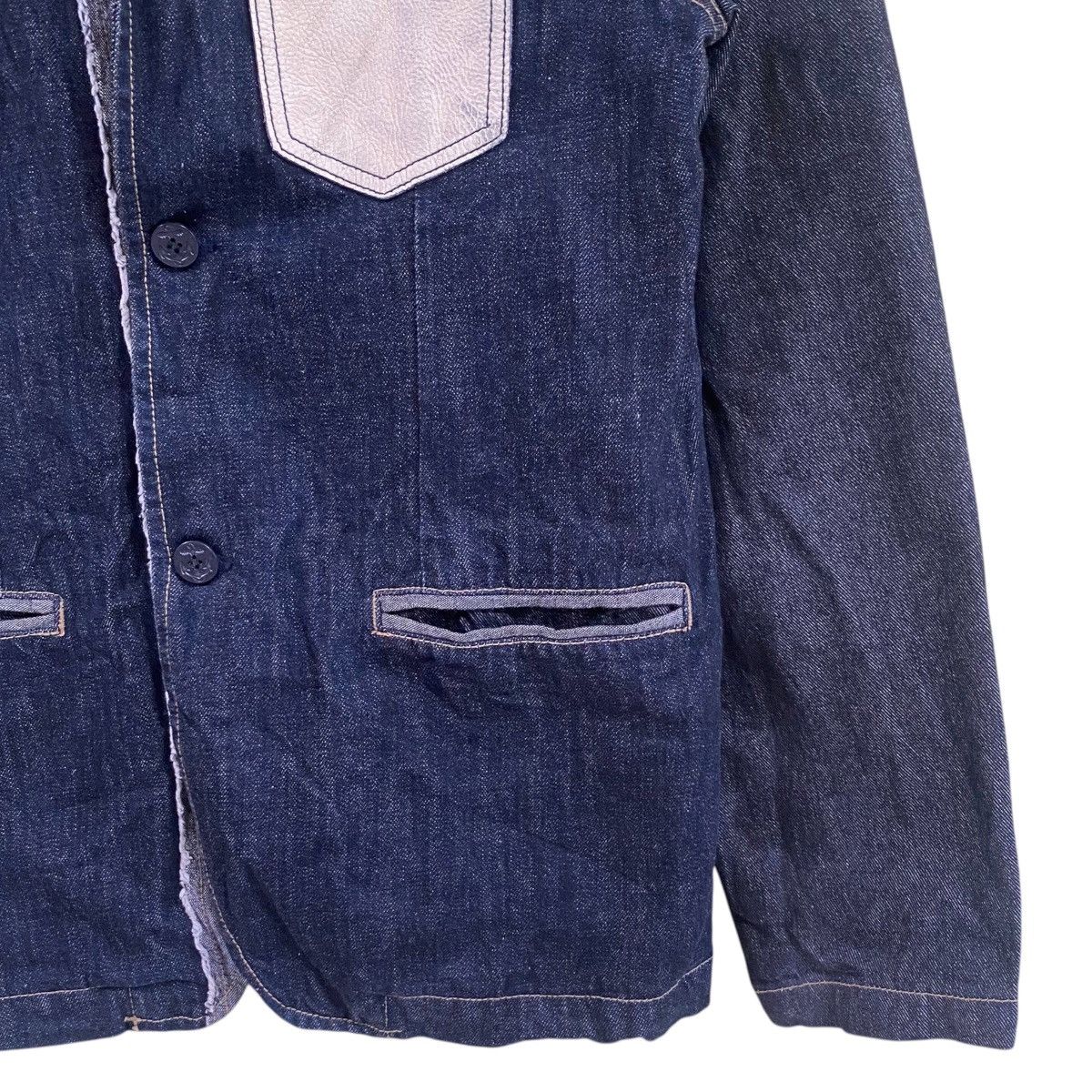 45rpm × Indigo × Japanese Brand 💥HAJA COREA INDIGO LEATHER POCKET DENIM JACKET Size US M / EU 48-50 / 2 - 3 Thumbnail