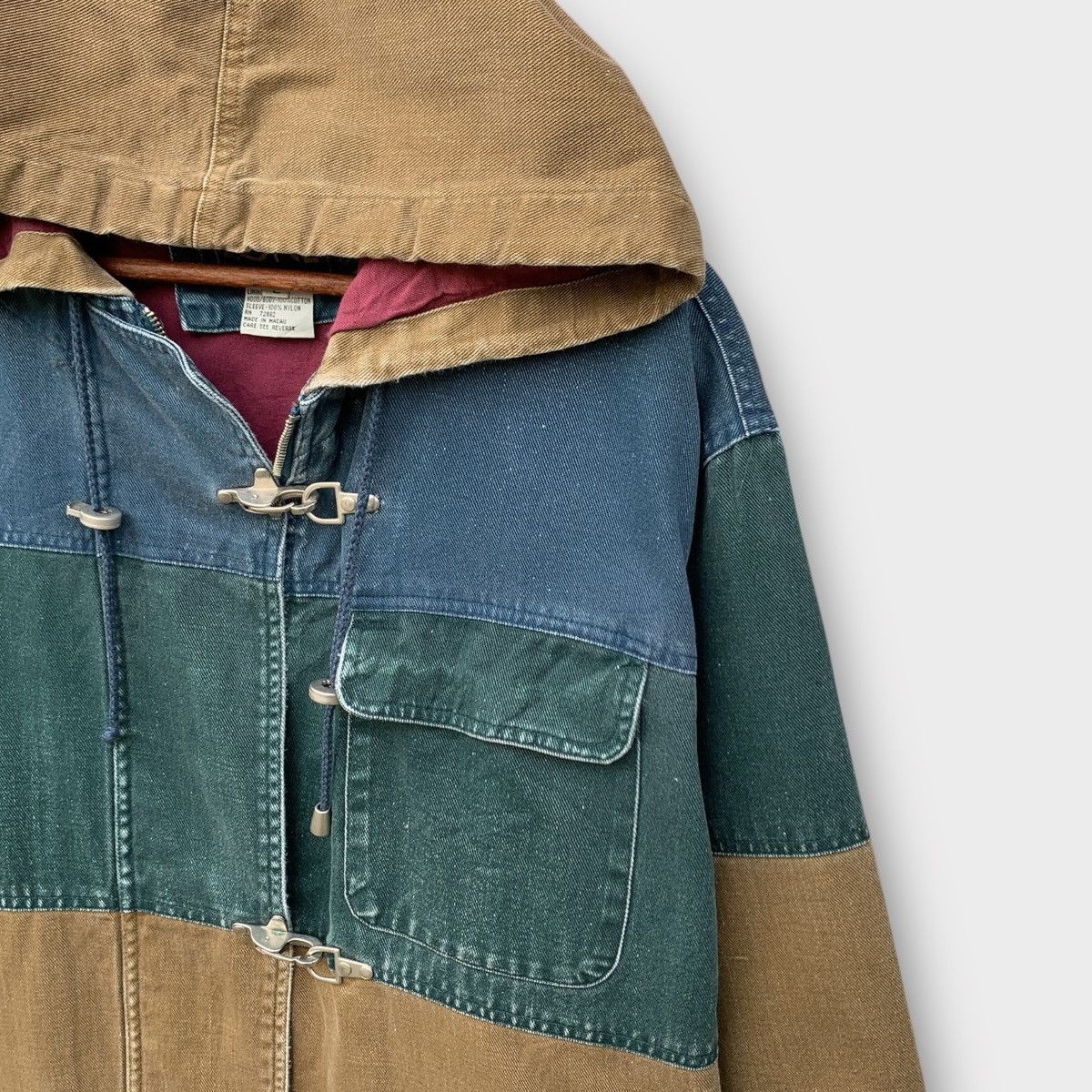 Vintage VINTAGE COLOUR BLOCK CLIMATE ZONE DENIM HOODIE JACKET Size US XL / EU 56 / 4 - 7 Thumbnail