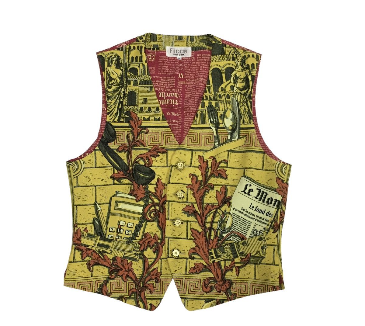 Japanese Brand VINTAGE 90s FICCE BY YOSHIYUKI KONISHI NEWS GRAPHIC VEST Size US M / EU 48-50 / 2 - 1 Thumbnail