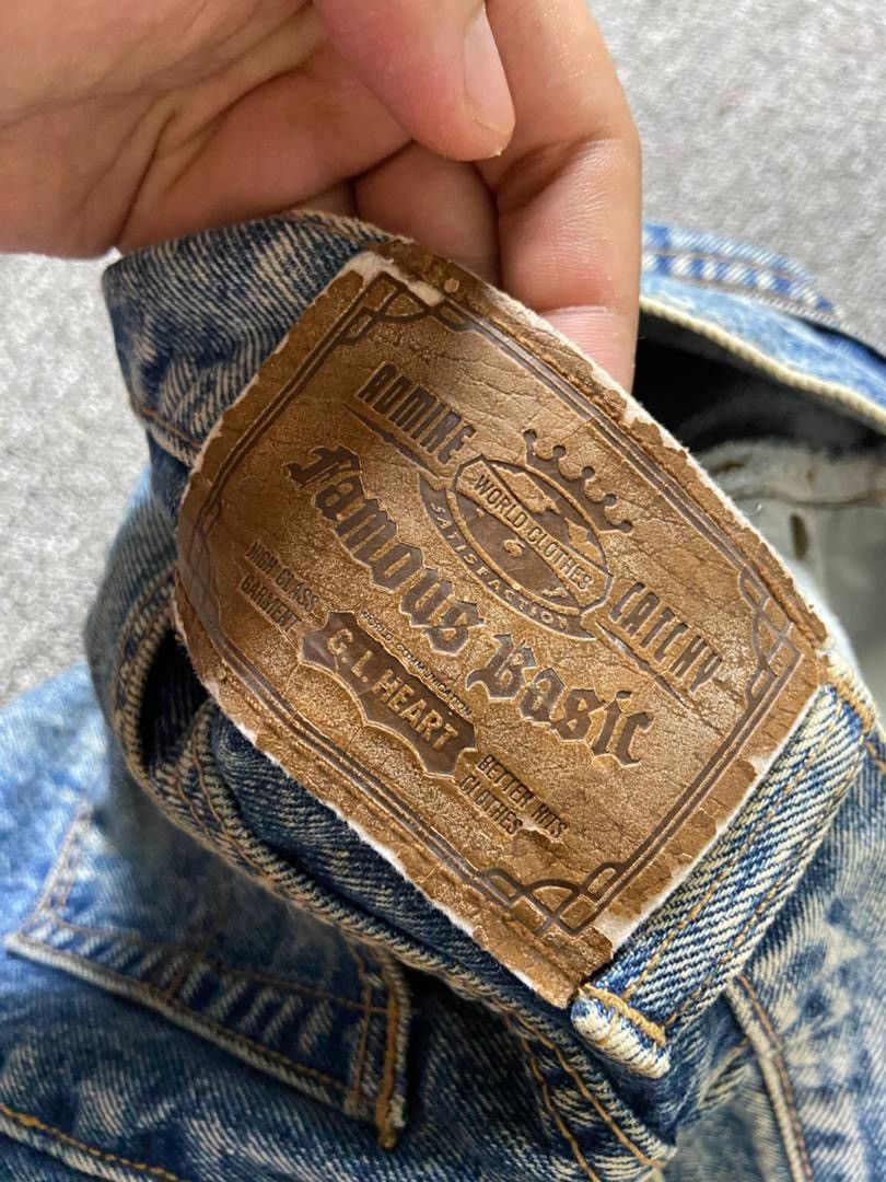 Japanese Brand Vintage G.L. Heart Acid Wash Denim Jeans (197) Size US 28 / EU 44 - 3 Thumbnail