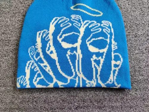 High Sport × Japanese Brand Schematiquement Anxiety Graphic Beanie Hat Azure Blue Size ONE SIZE - 4 Thumbnail