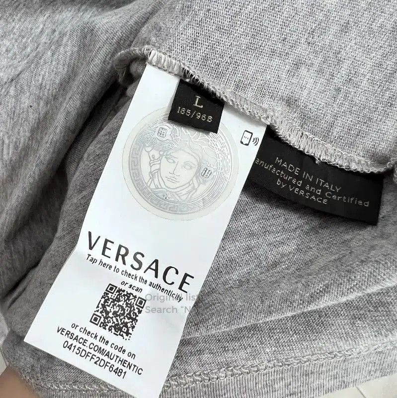Versace Versace Gray Cotton Embroidered Short Sleeve T-Shirt . Size US L / EU 52-54 / 3 - 5 Thumbnail
